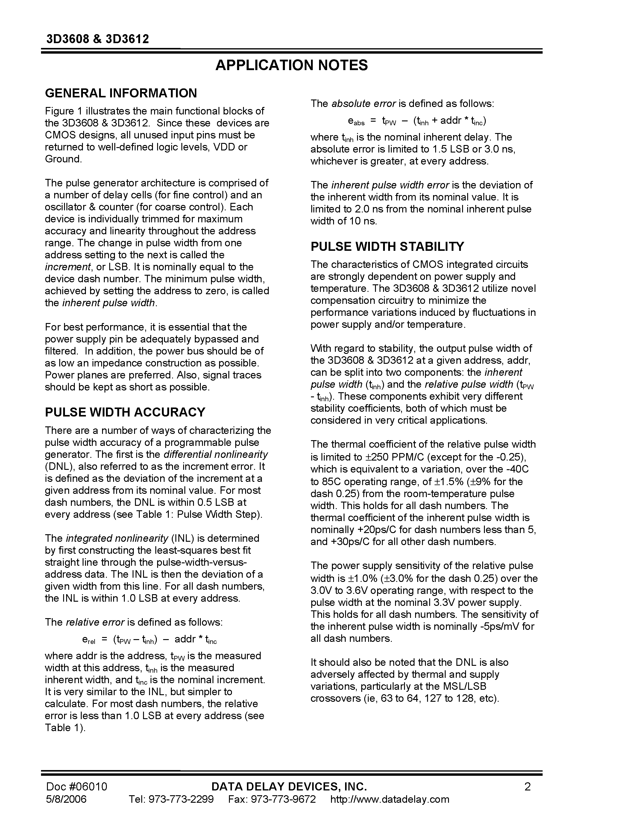 Datasheet 3D3608 - (3D3608 / 3D3612) 8-BIT & 12-BIT PROGRAMMABLE PULSE GENERATORS page 2