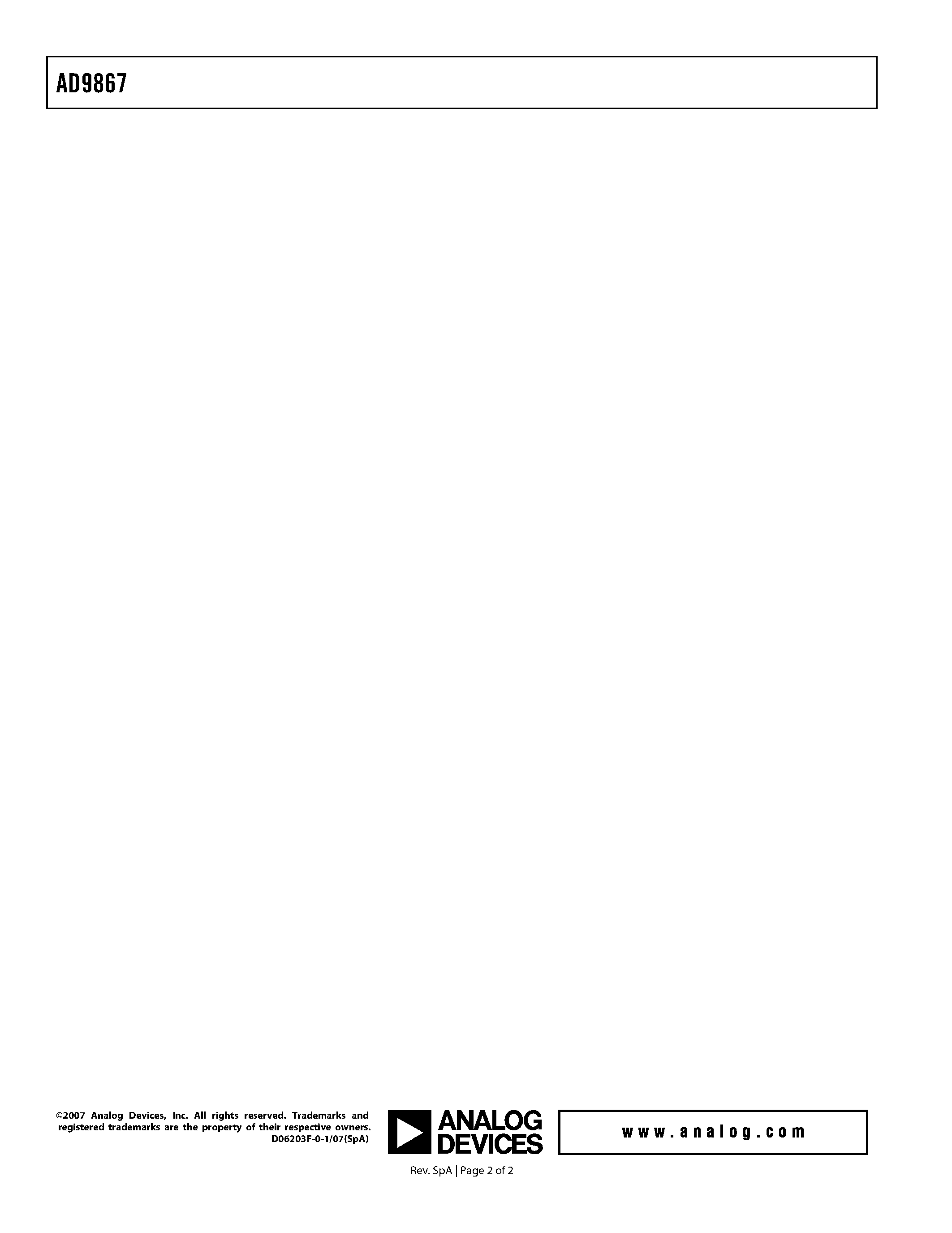 Datasheet AD9867 - Broadband Modem Mixed-Signal Front End page 2