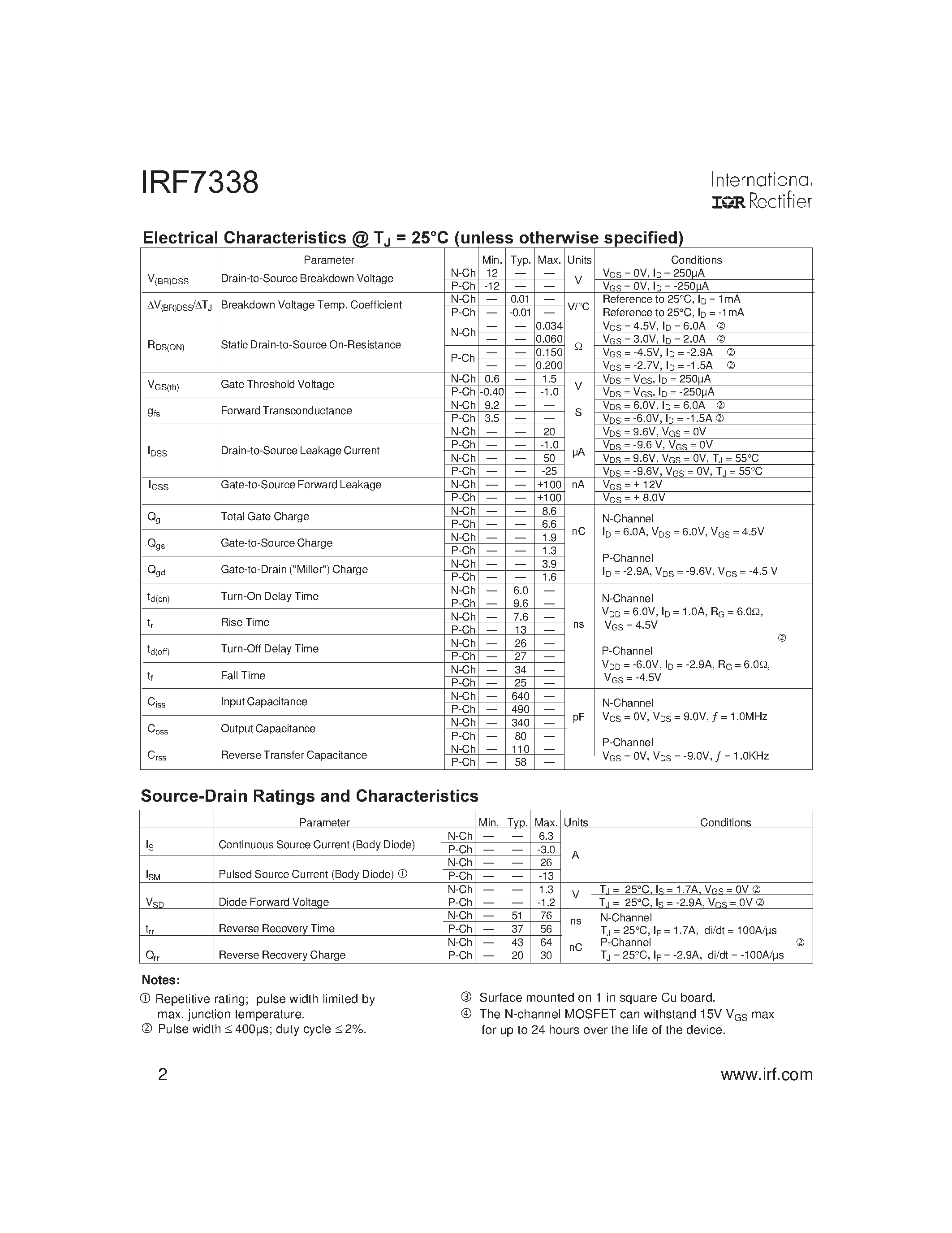Datasheet IRF7338 - HEXFET Power MOSFET page 2