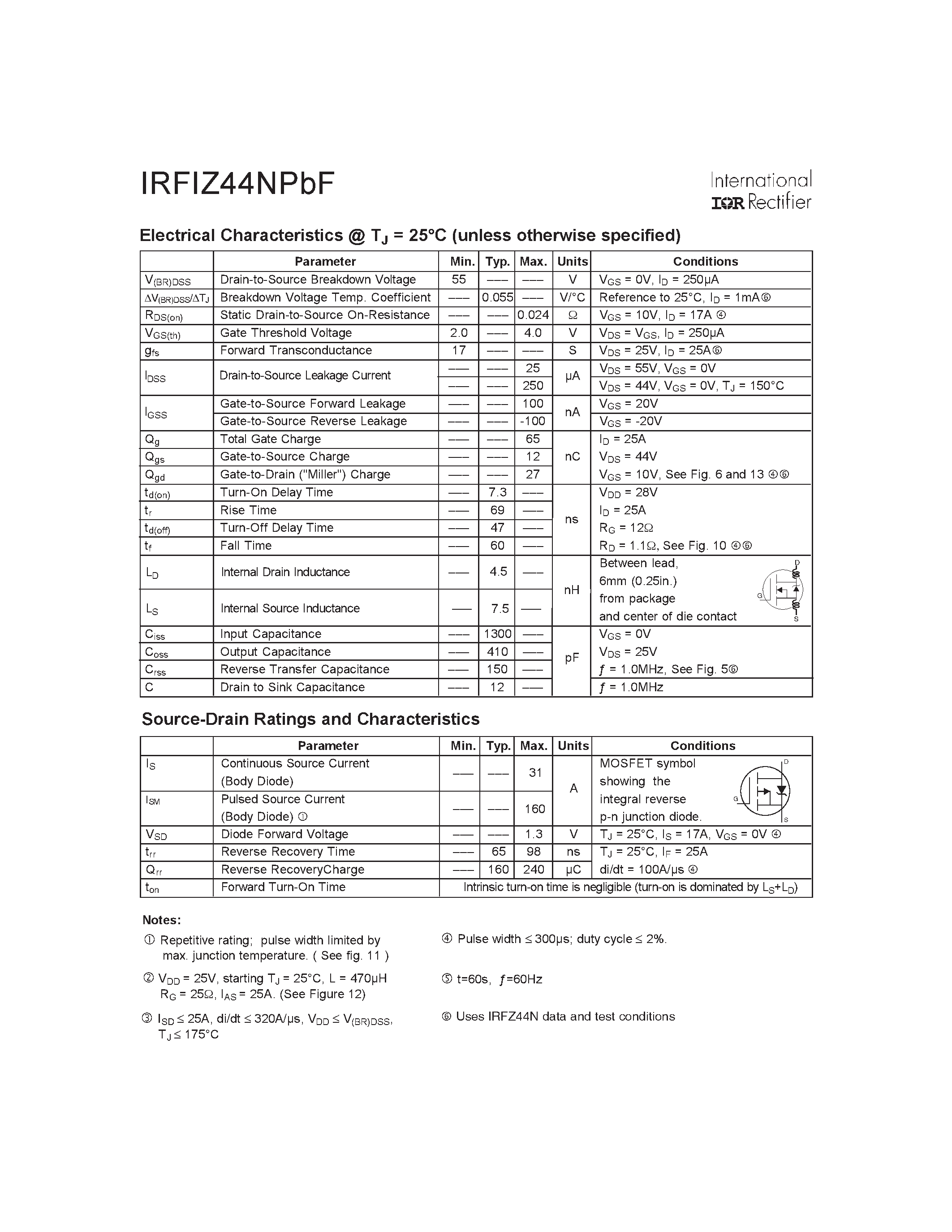 Datasheet IRFIZ44NPBF - HEXFET Power MOSFET page 2