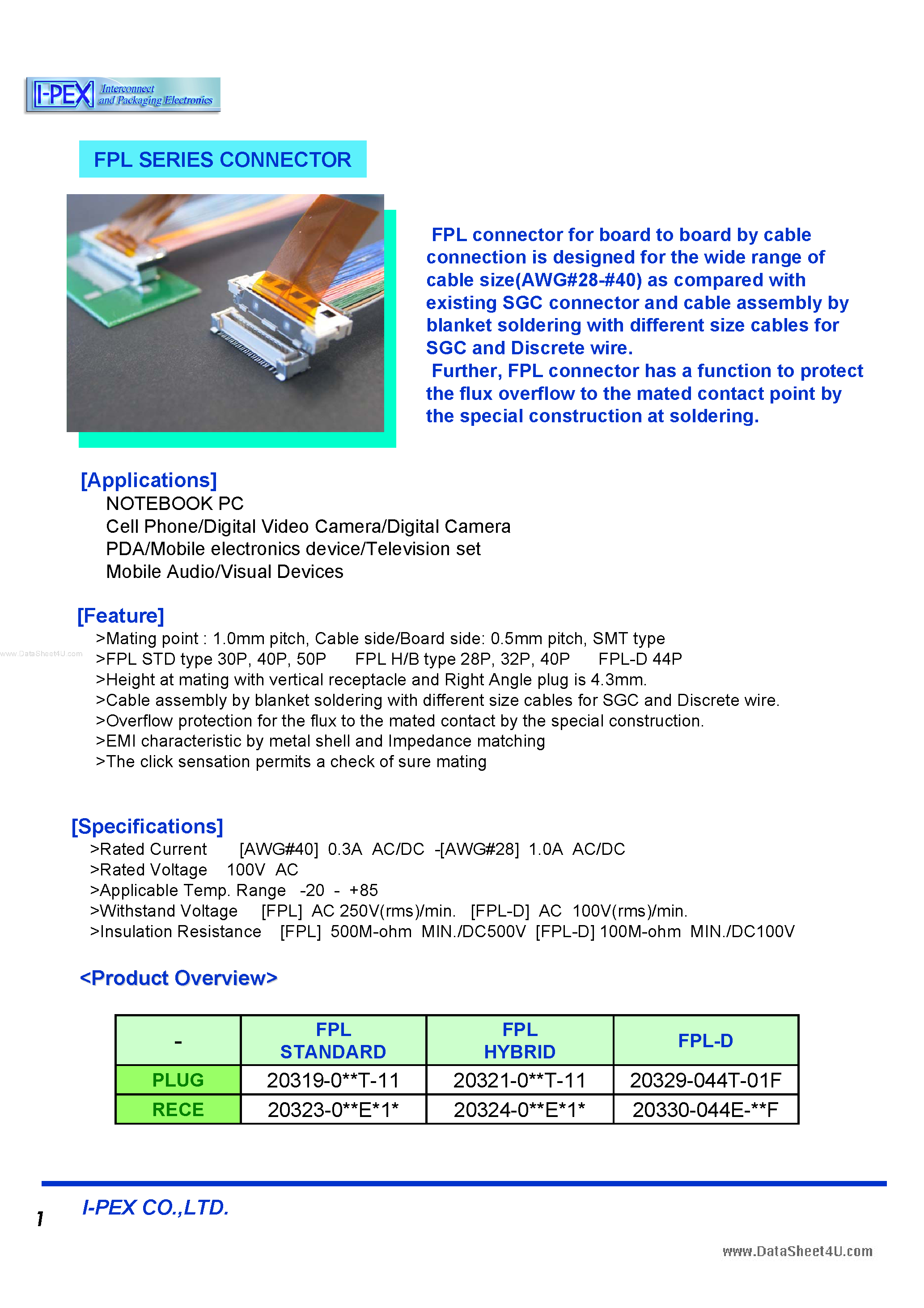 Даташит 20319-0xx - (203xx-xx) Board to Cable Connector страница 2
