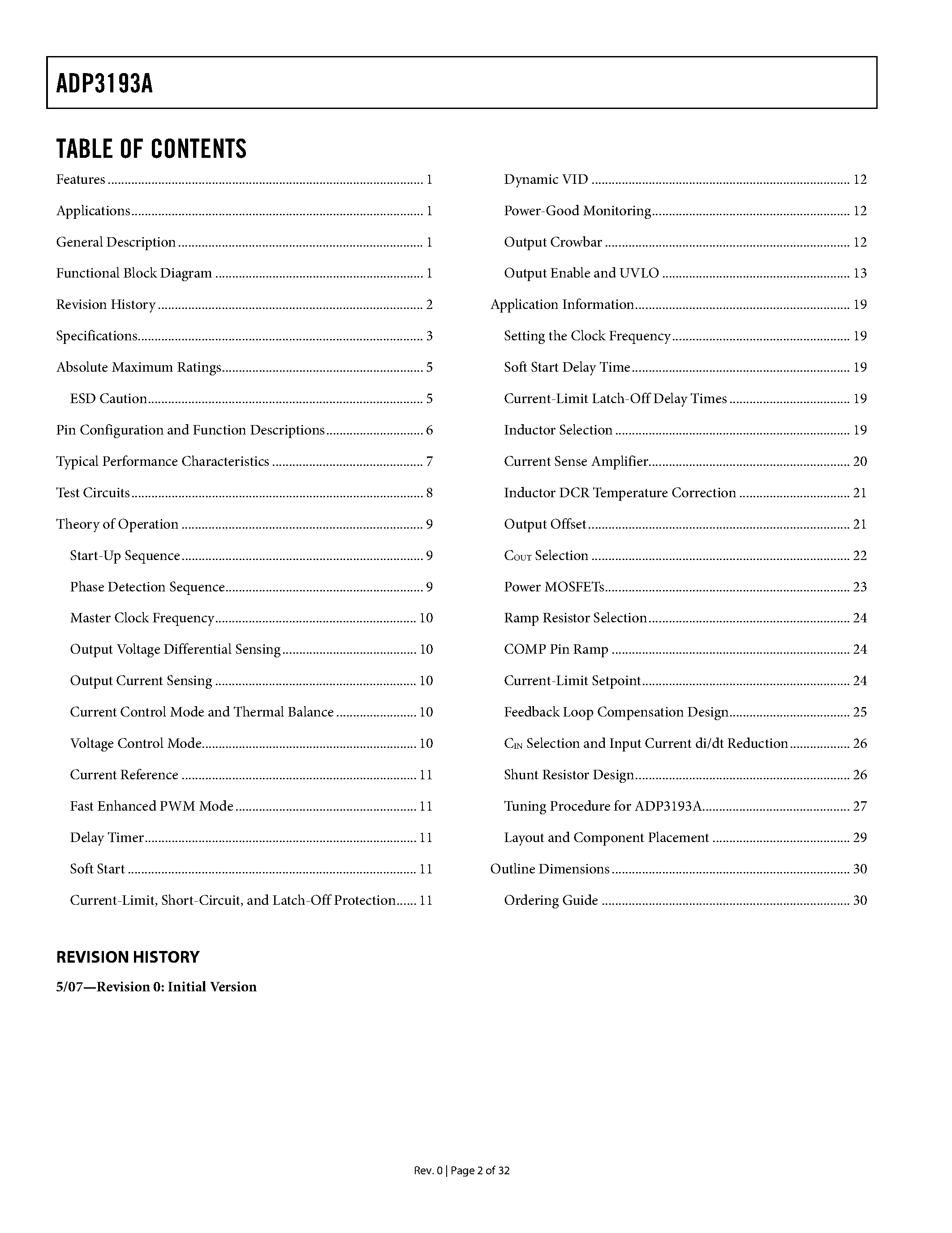 Datasheet ADP3193A - Synchronous Buck Controller page 2