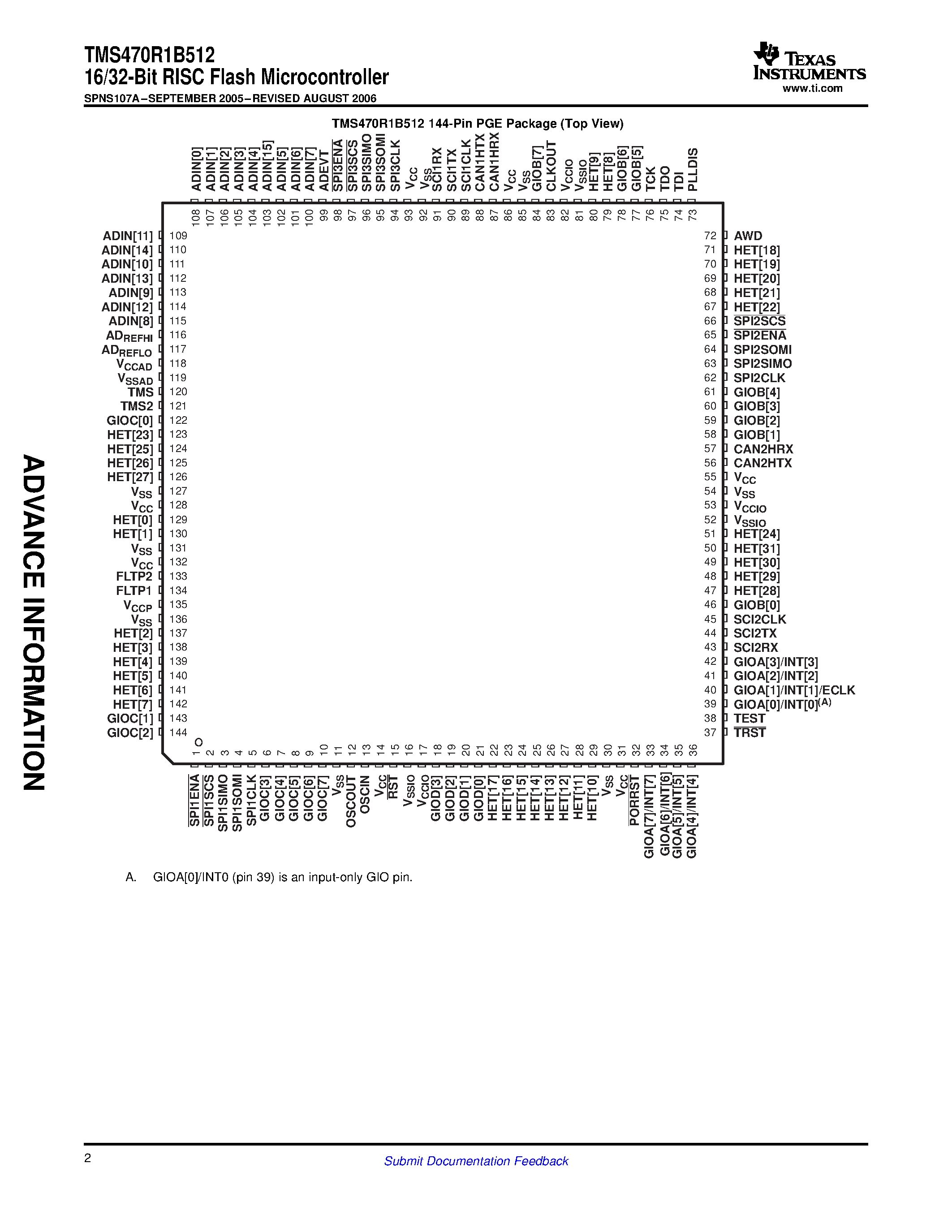 Даташит TMP470R1B512 - 16/32-Bit RISC Flash Microcontroller страница 2