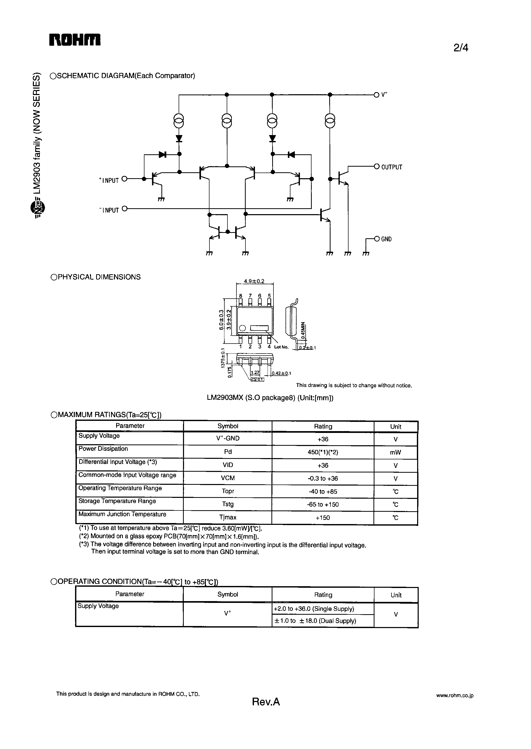 Datasheet LM2903MX page 2 Datasheet LM2903MX - SILICON MONNOLITHIC INTEGRATED CIRCUIT page 2