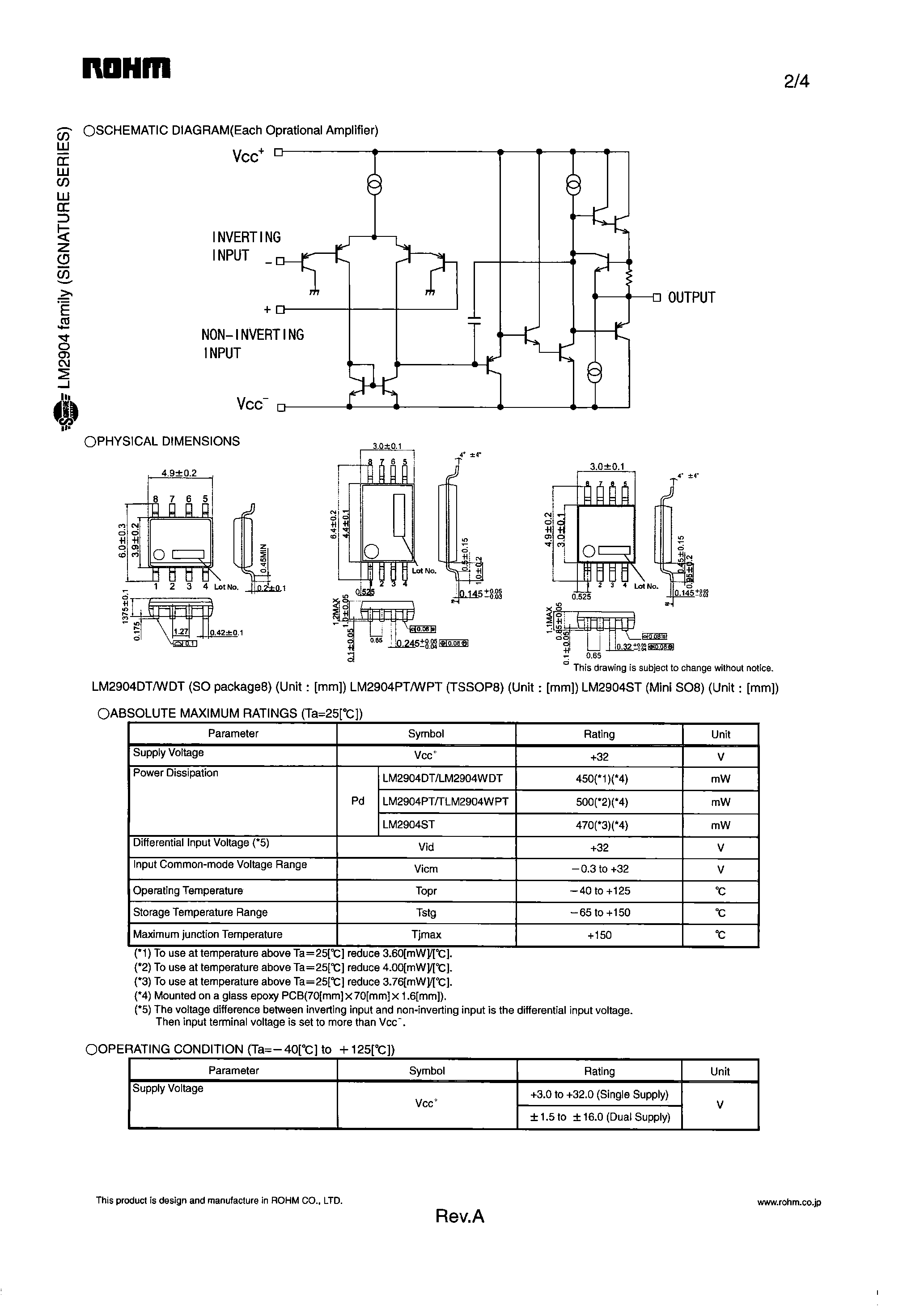 Даташит LM2904DT - (LM2904xx) SILICON MONNOLITHIC INTEGRATED CIRCUIT страница 2