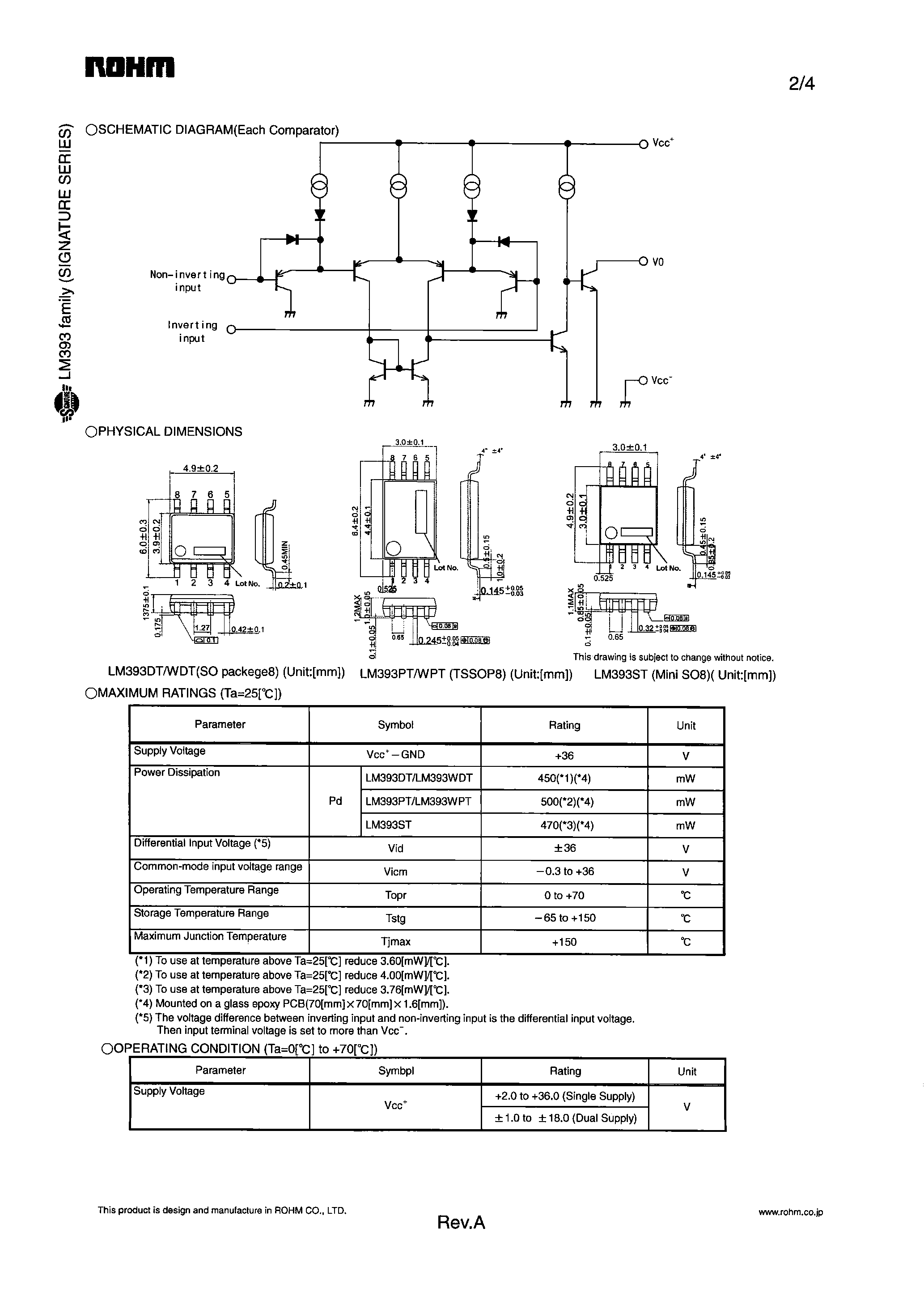 Datasheet LM393DT page 2 Datasheet LM393DT - (LM393xx) SILICON MONNOLITHIC INTEGRATED CIRCUIT page 2
