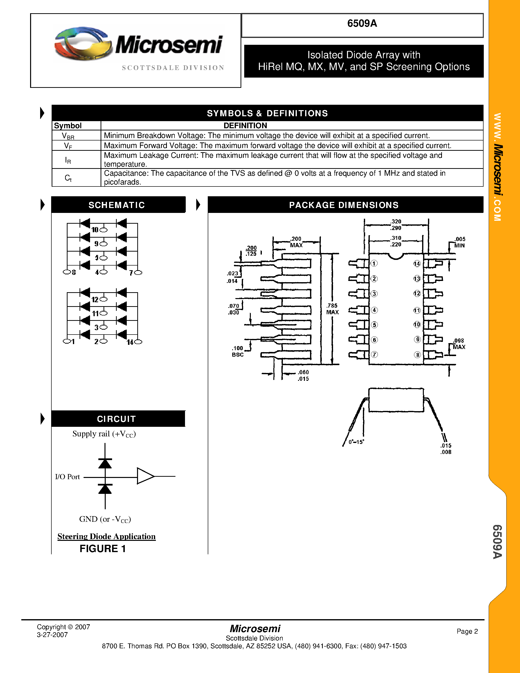 Datasheet 6509A page 2 Datasheet 6509A - Isolated Diode Array page 2