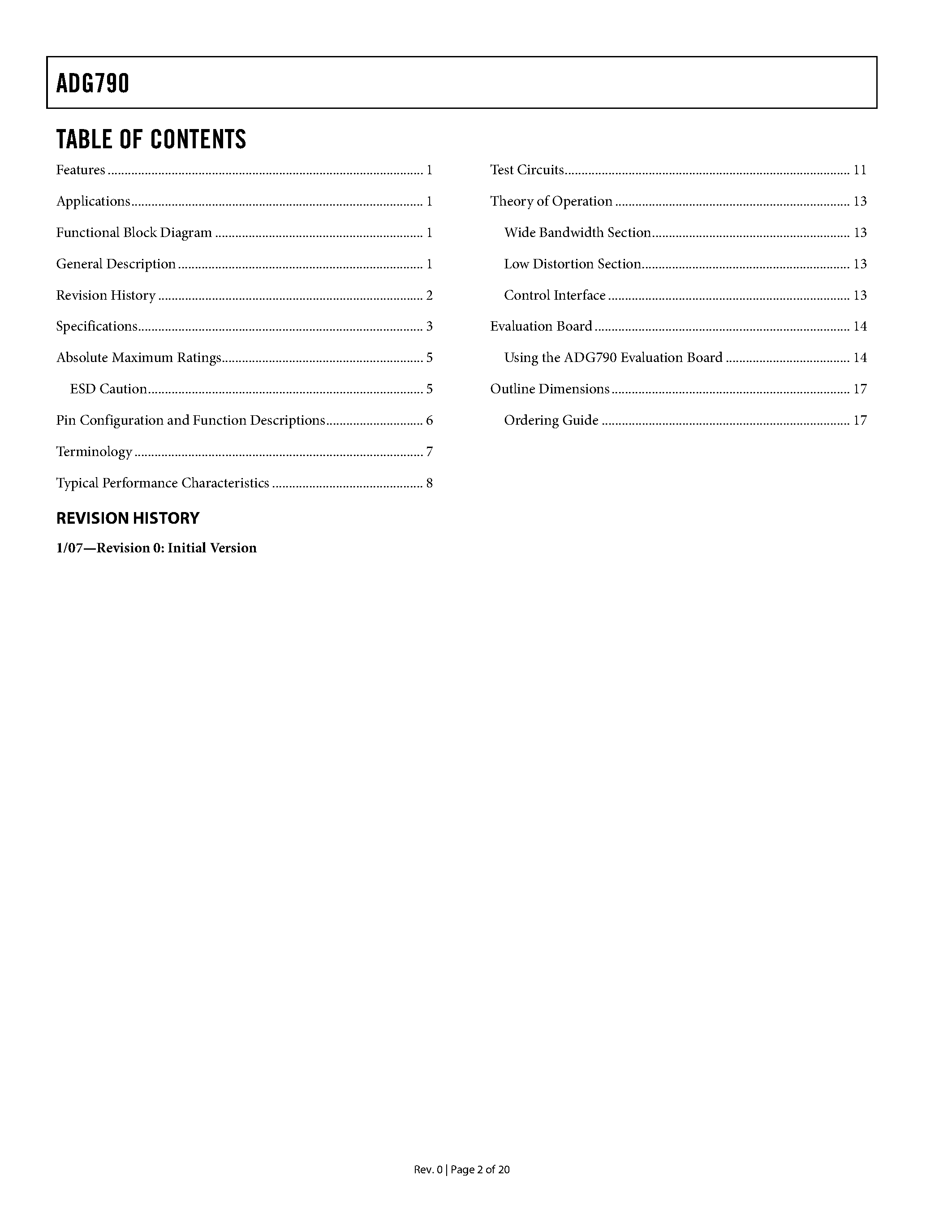 Даташит на микросхему ADG790 страница 2 Даташит ADG790 - CMOS Multimedia Switch страница 2
