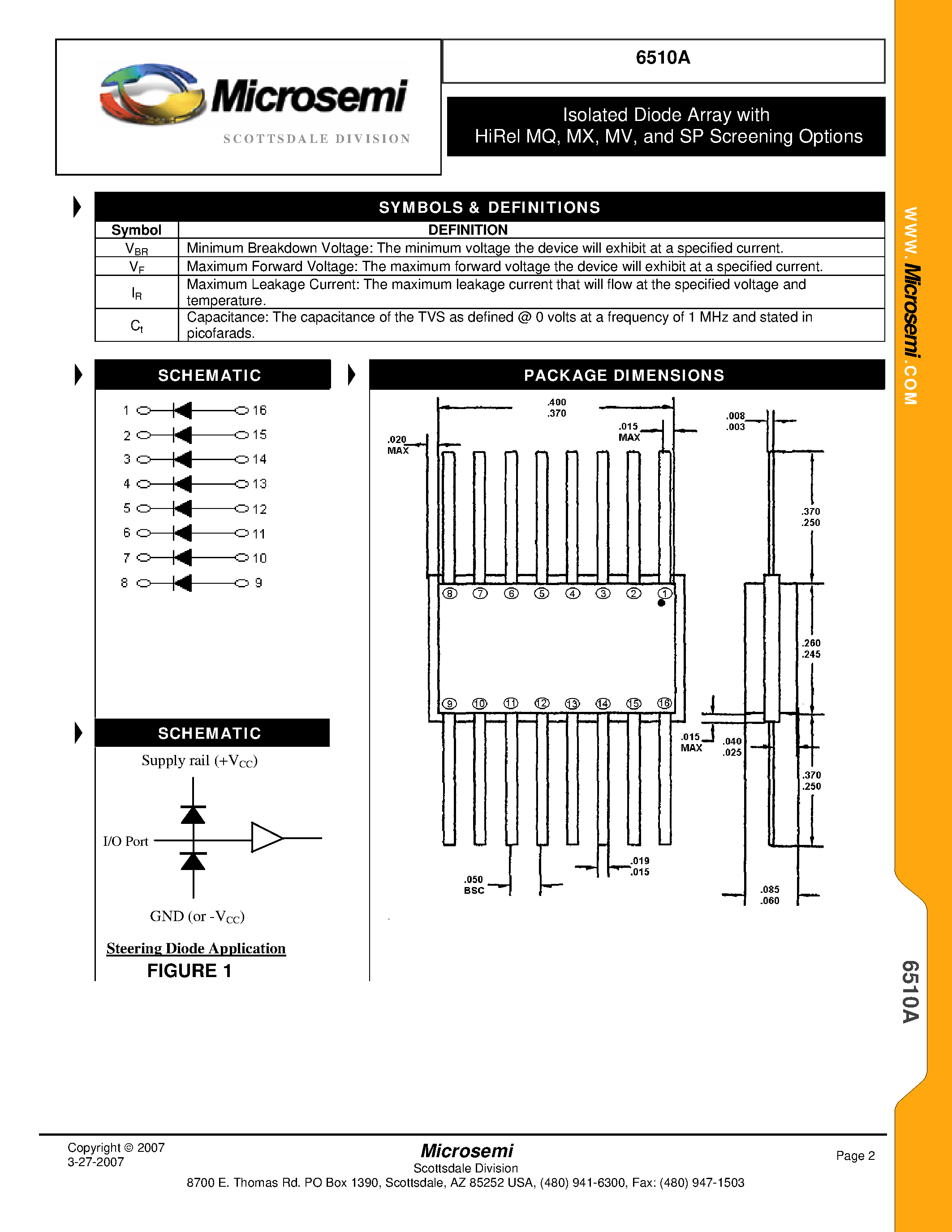 Datasheet 6510A page 2 Datasheet 6510A - Isolated Diode Array page 2