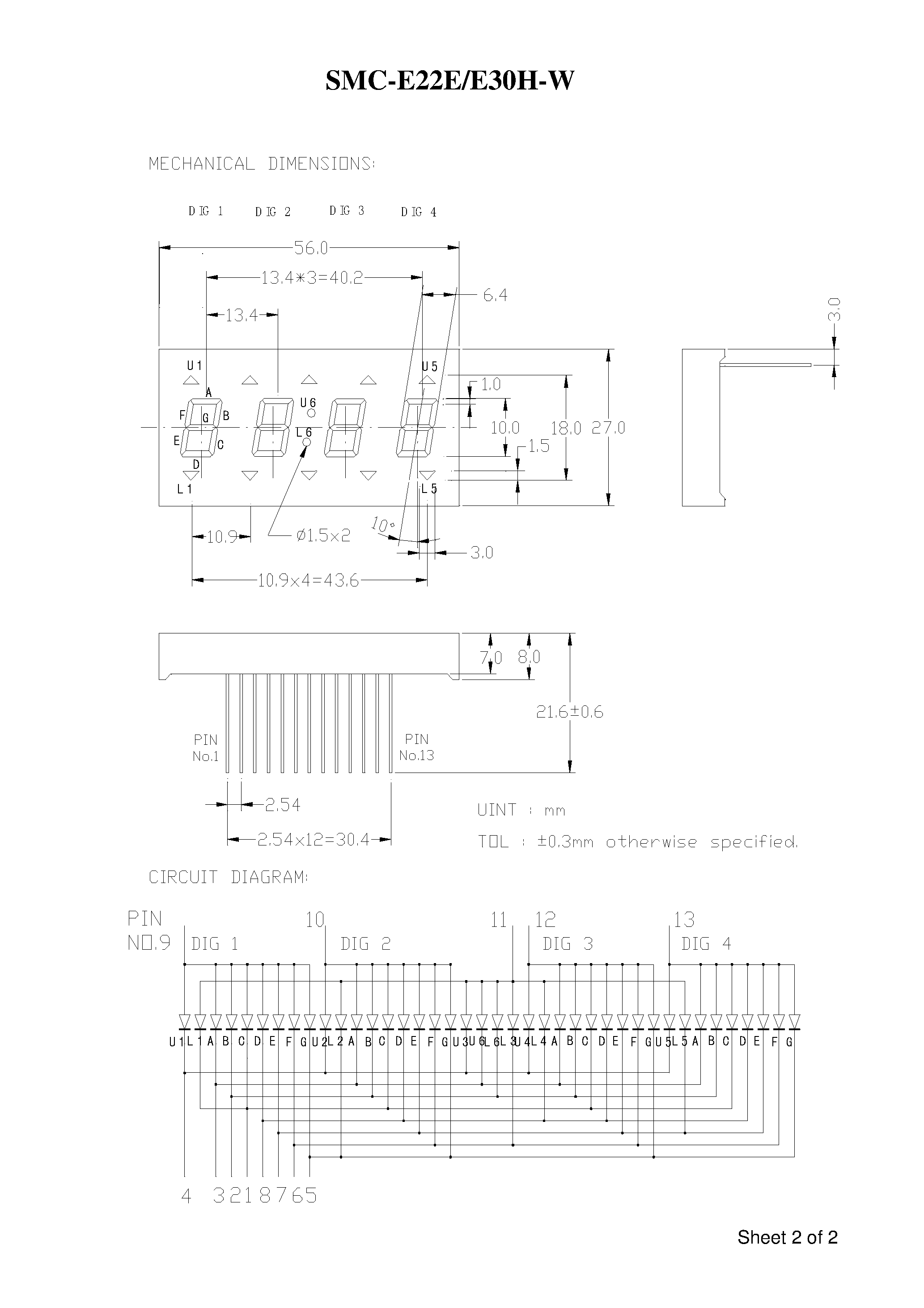 Datasheet SMC-E30H-W - 4 DIGIT INDICATOR DISPLAY page 2