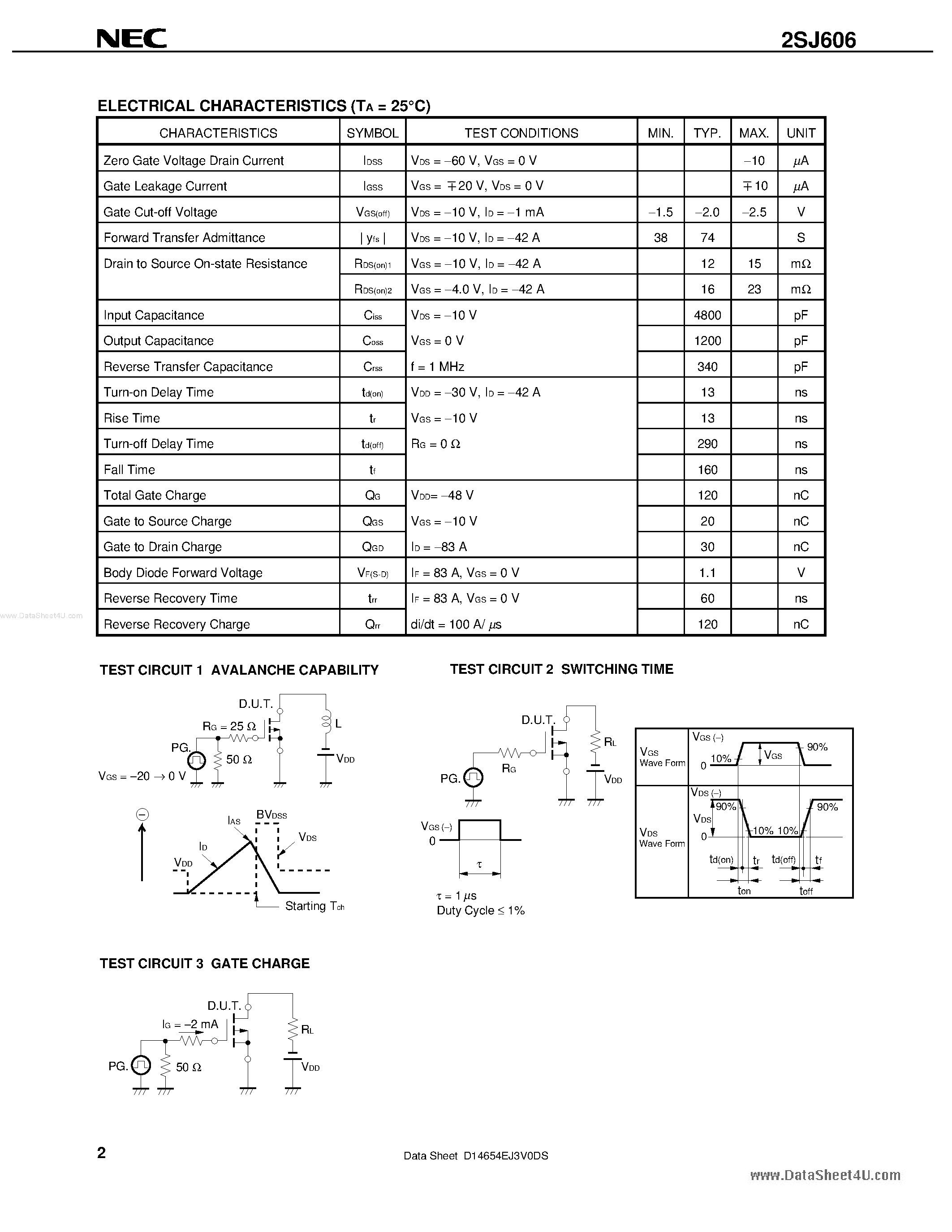 Даташит 2SJ606 - MOS FIELD EFFECT TRANSISTOR страница 2