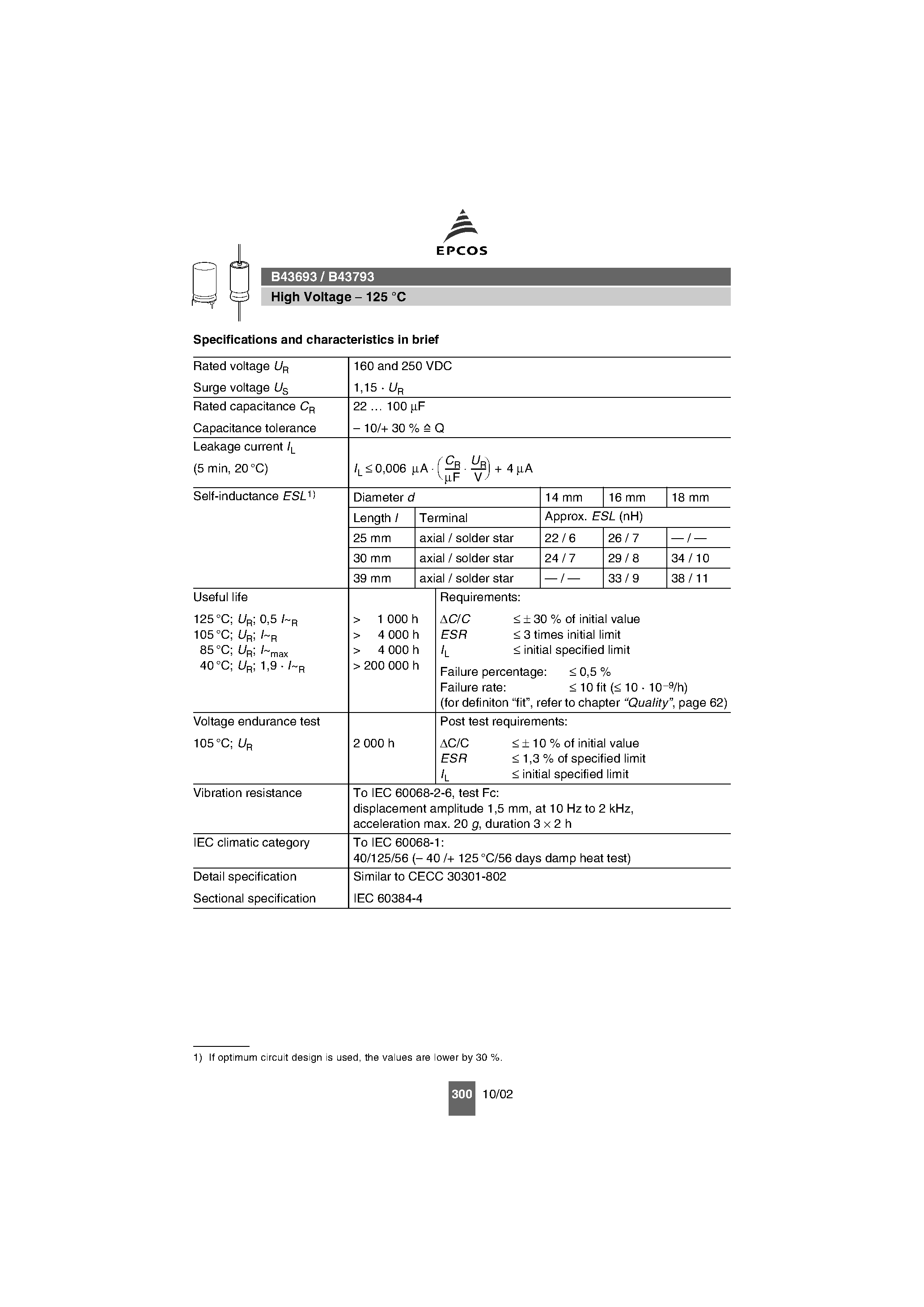 Datasheet B43693 - (B43693 / B43793) Axial-lead and Soldering Star Capacitors page 2