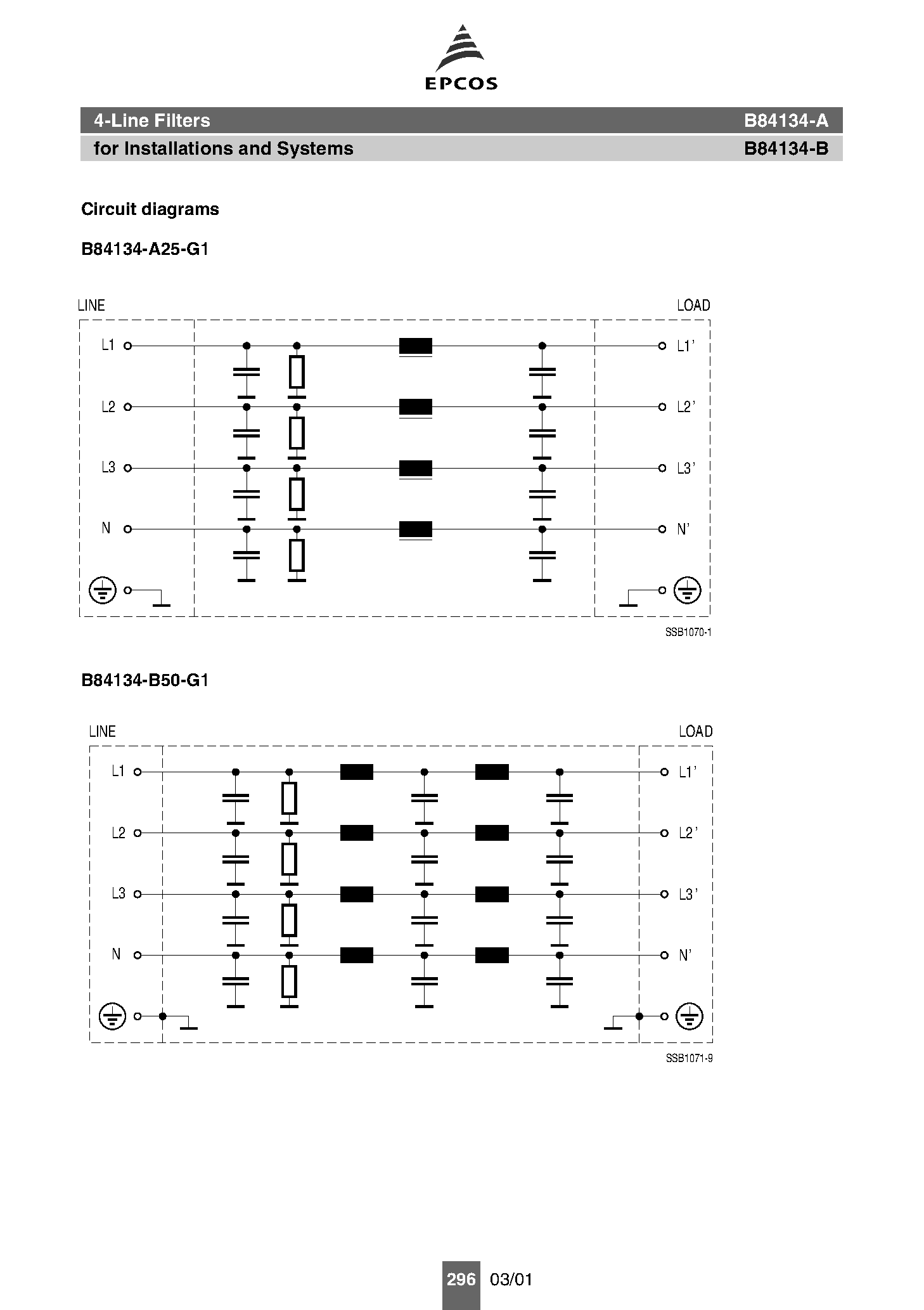 Datasheet B84134-A - 4-Line Filters page 2