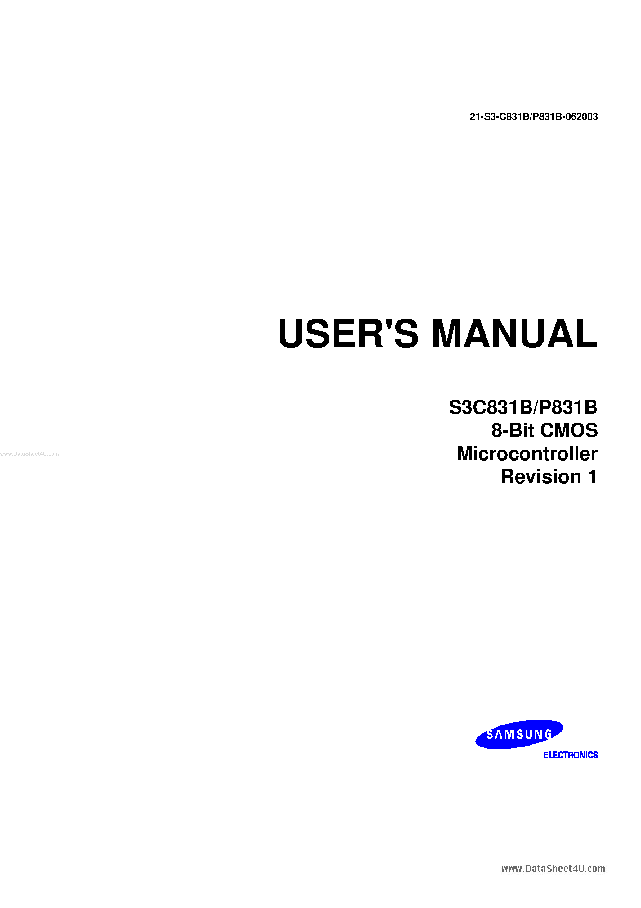 Даташит на микросхему S3C831B страница 1 Даташит S3C831B - 8-Bit CMOS Microcontroller страница 1