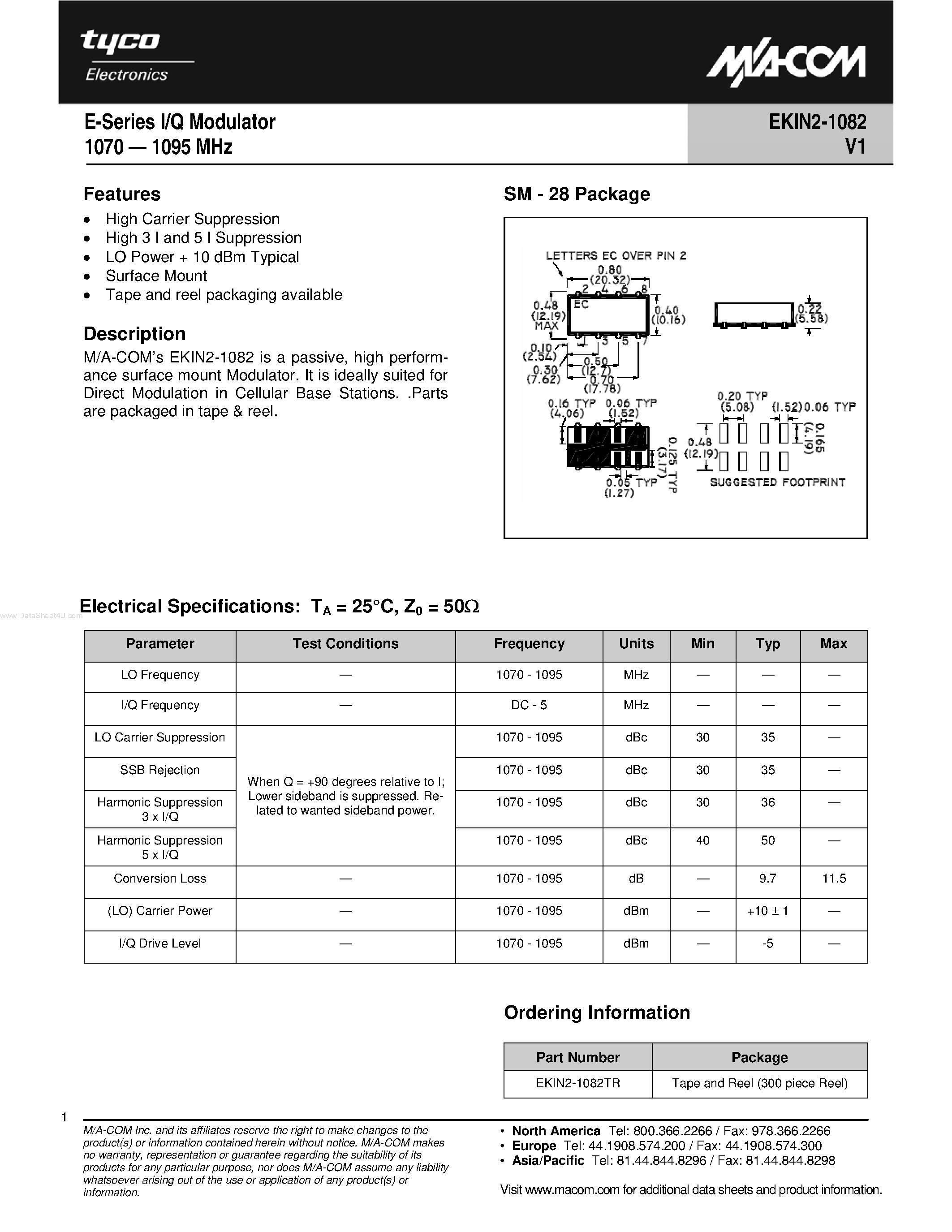 Даташит EKIN2-1082 - E-Series I/Q Modulator страница 1