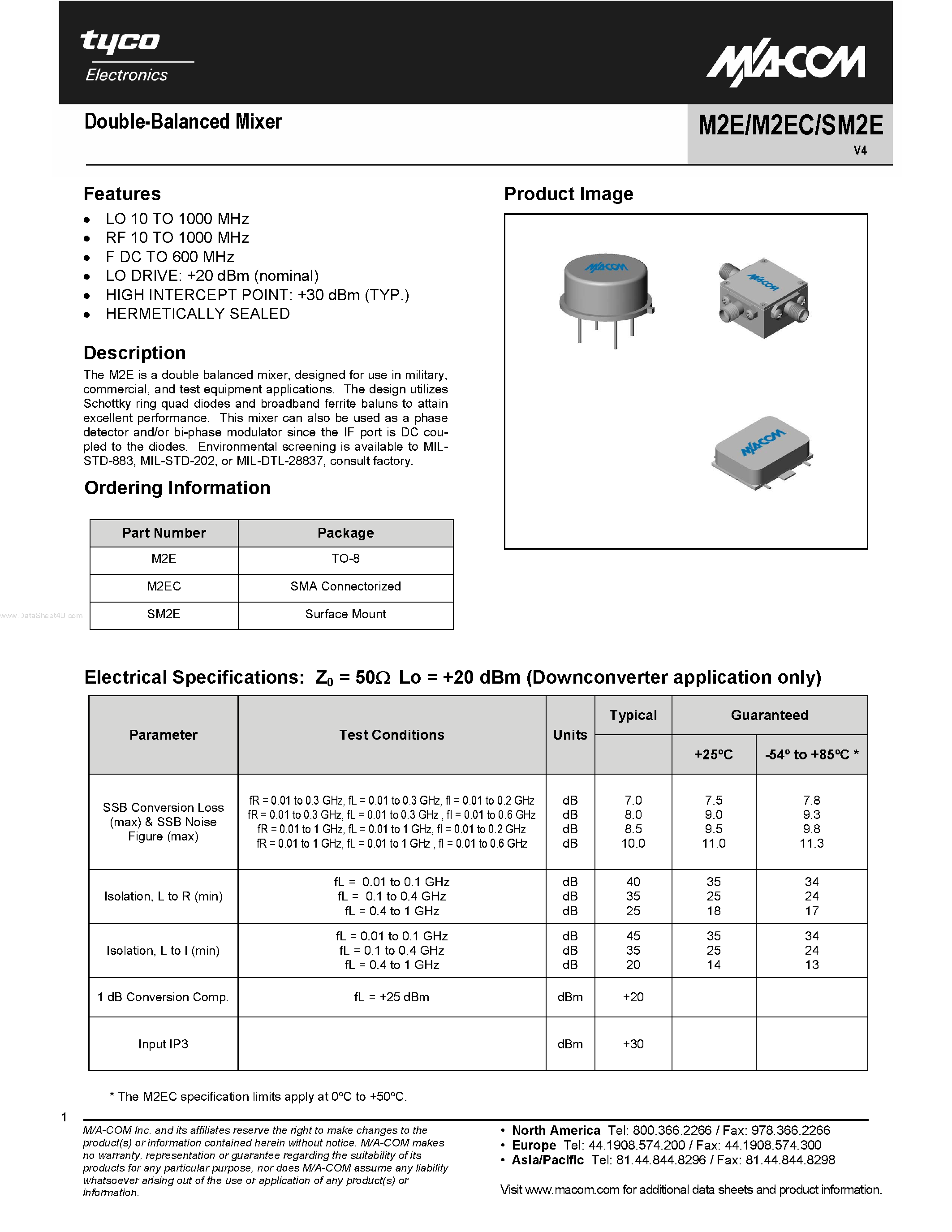 Datasheet SM2E - Double-Balanced Mixer page 1