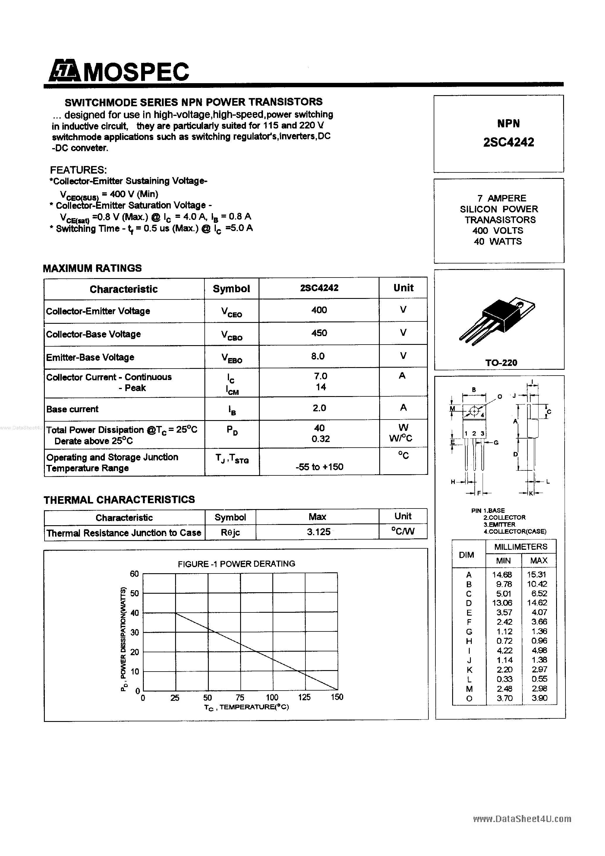 Datasheet C4242 page 1 Datasheet C4242 - Search -----> 2SC4242 page 1