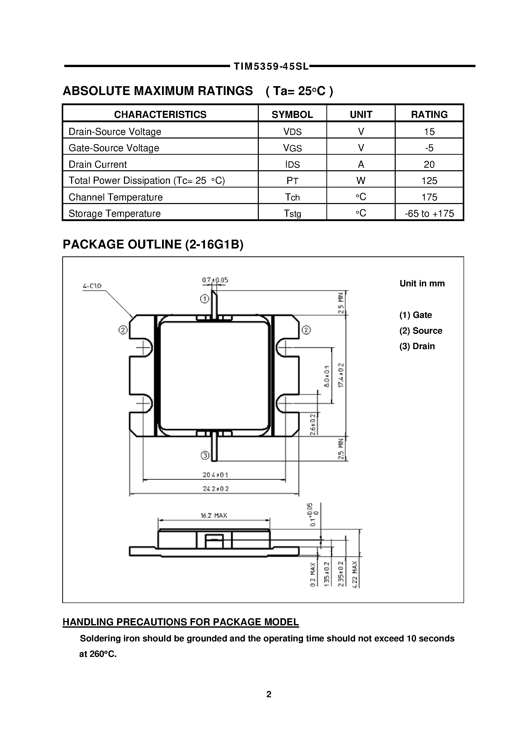 Даташит TIM5359-45SL - MICROWAVE SEMICONDUCTOR страница 2