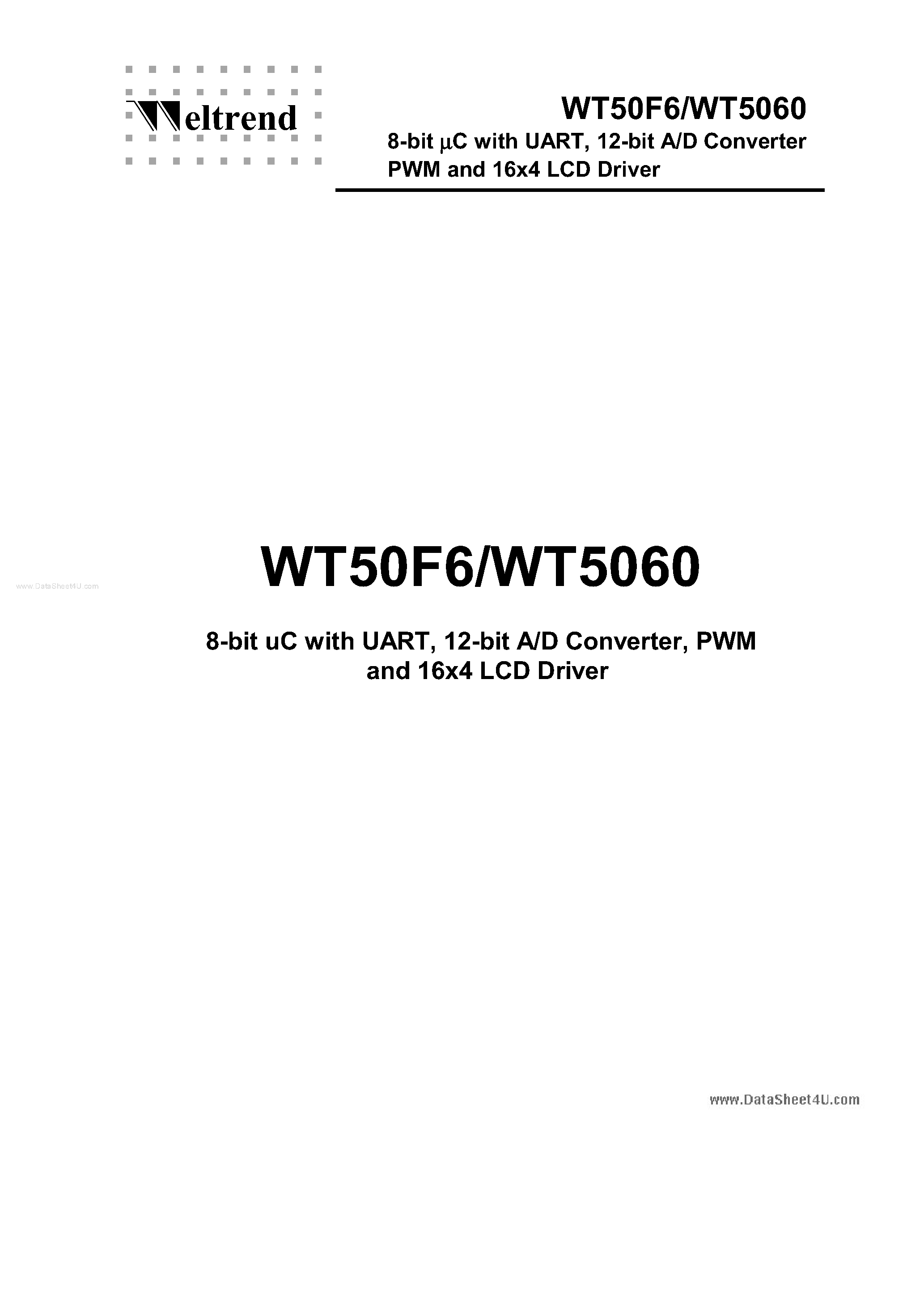 Datasheet WT5060 - (WT5060 / WT50F6) 8-bit uC page 1