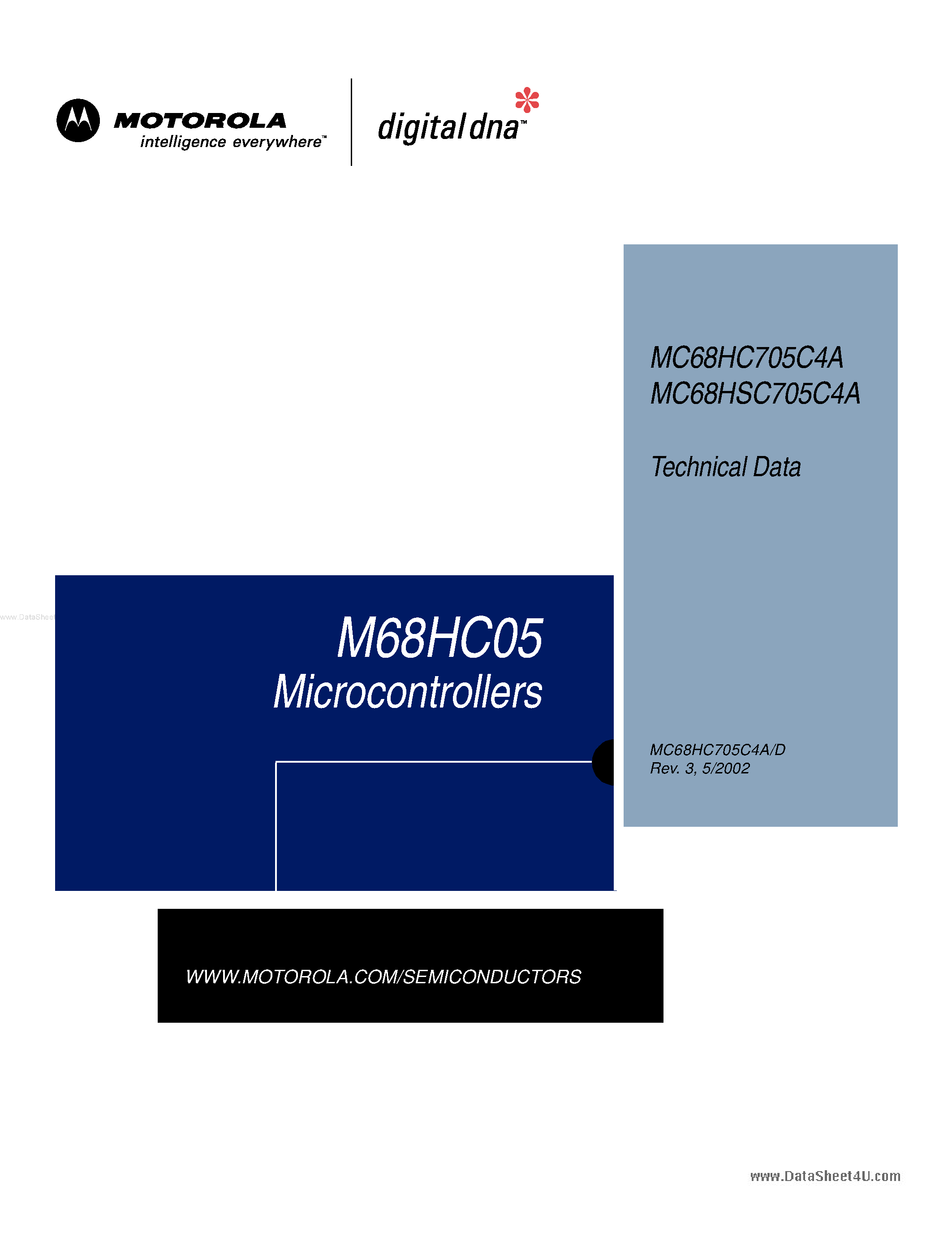 Даташит на микросхему MC68HC705C4A страница 1 Даташит MC68HC705C4A - Microcontrollers страница 1