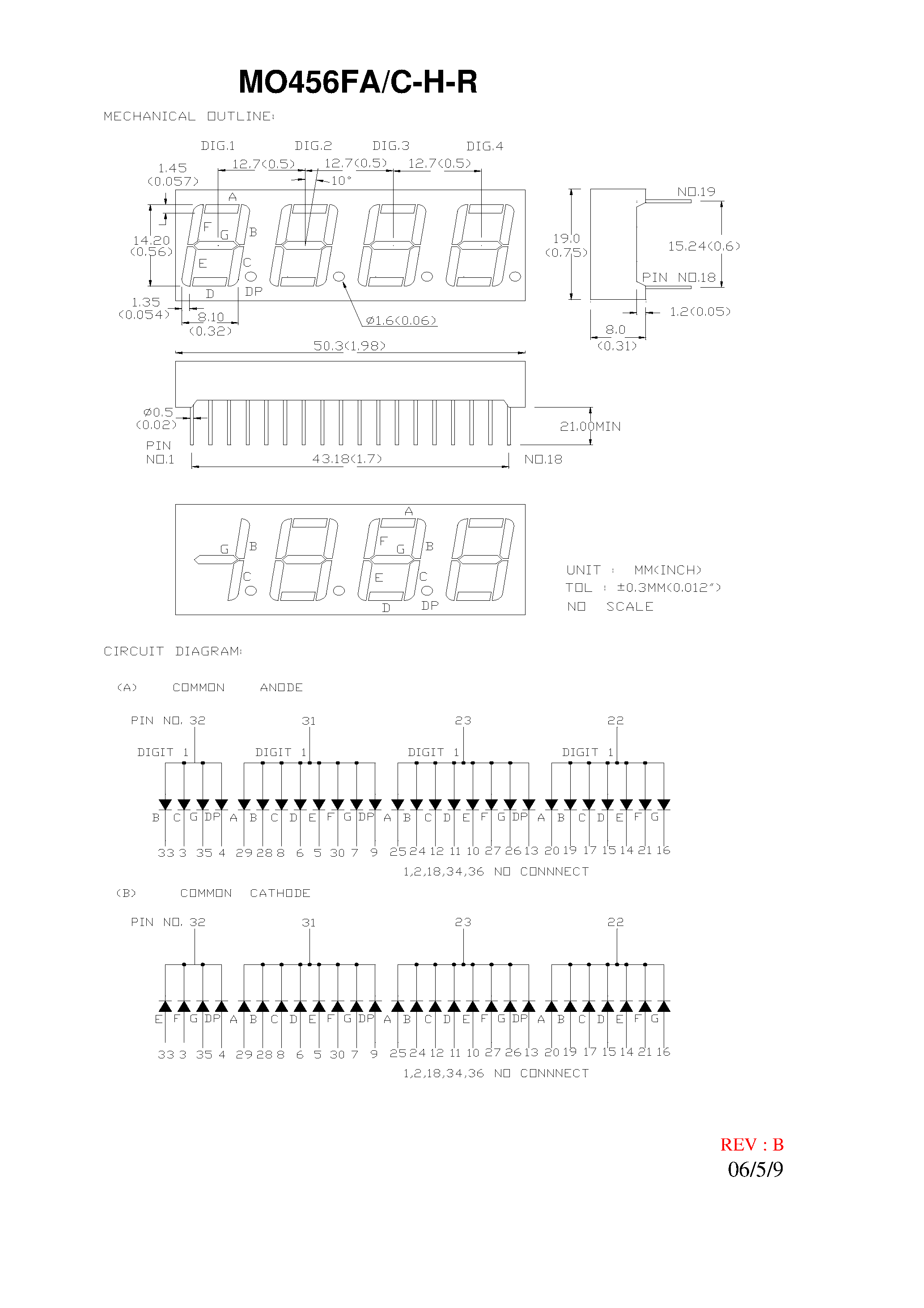 Даташит на микросхему MO456FA-H-R страница 2 Даташит MO456FA-H-R - FOUR DIGIT ORANGE LED DISPLAYS страница 2