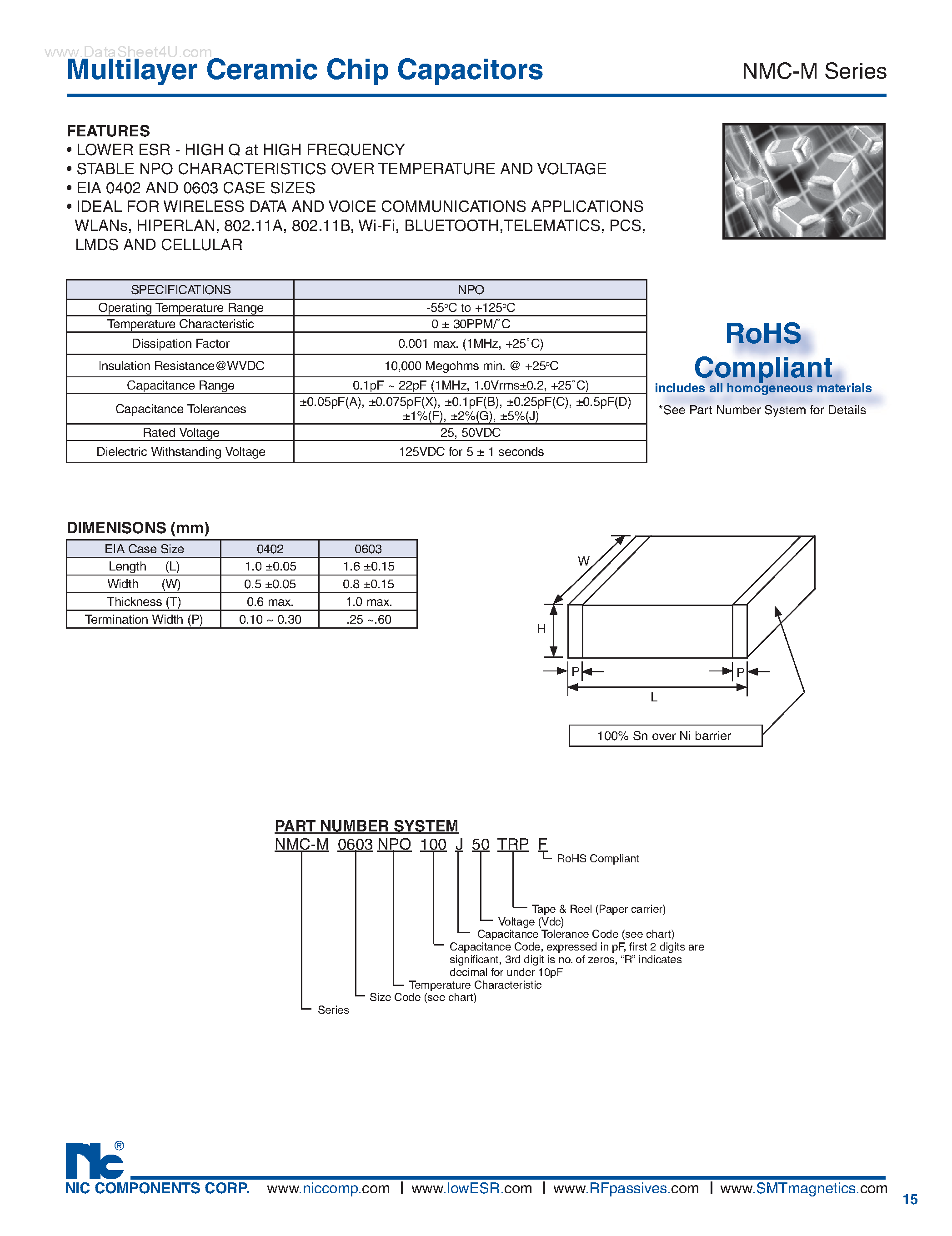 Datasheet NMC-M page 1 Datasheet NMC-M - Multilayer Ceramic Chip Capacitors page 1