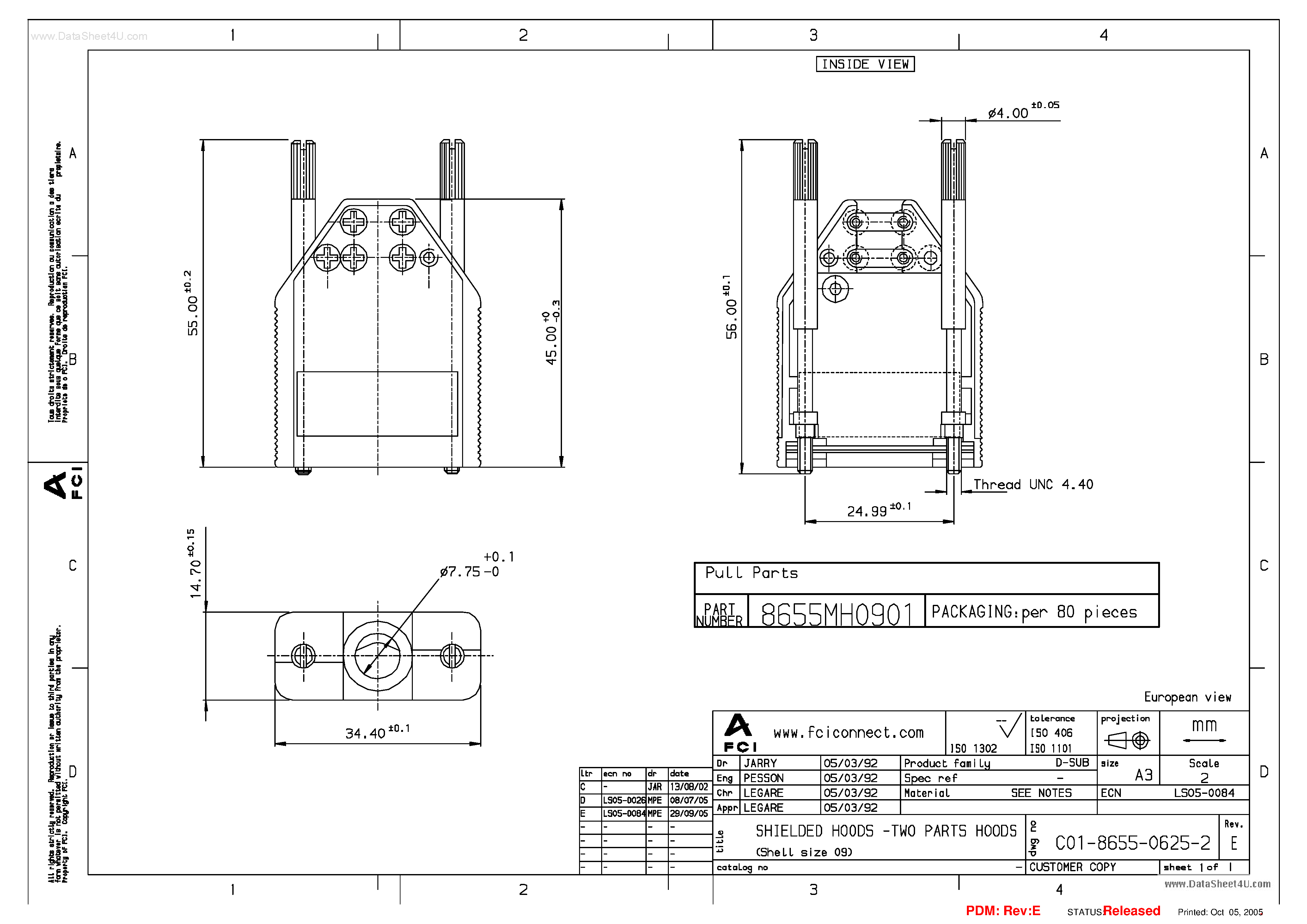 Datasheet 8655MH0901 - SHIELDED HOOD5 - TWO PARTS HOODS page 2