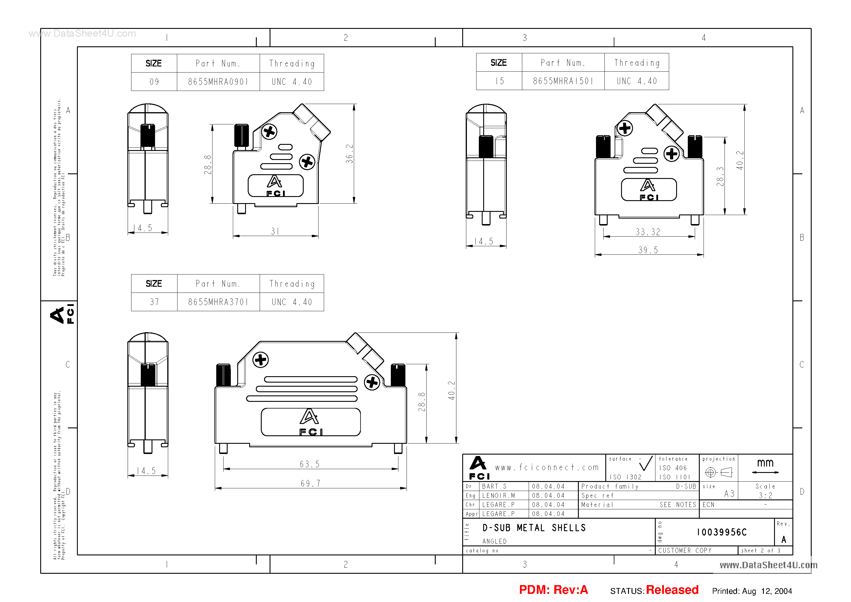 Даташит на микросхему 8655MHRA2501 страница 2 Даташит 8655MHRA2501 - D-SUB METAL SHELLS страница 2