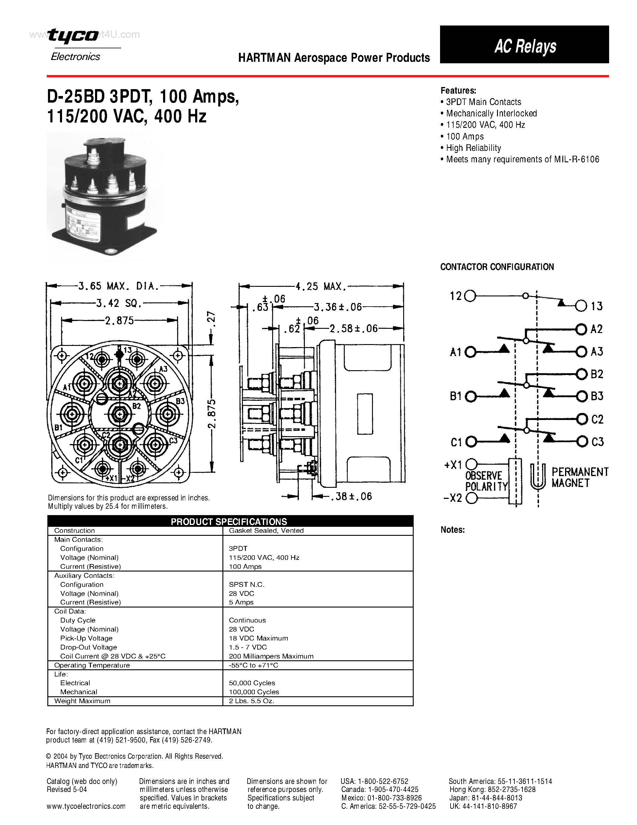 Datasheet D-25BD - 100 Amps page 1