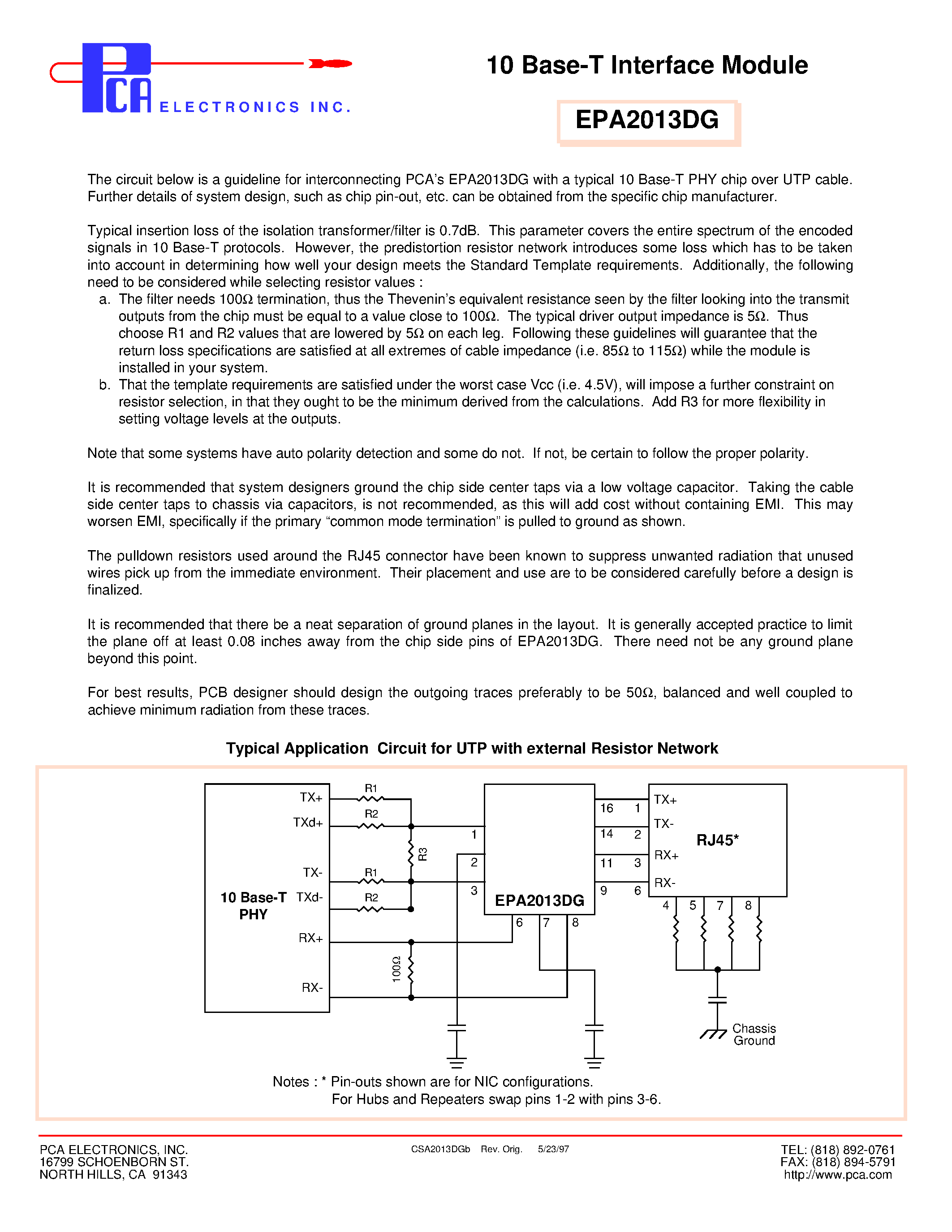 Datasheet EPA2013DG - 10 Base-T Interface Module page 2