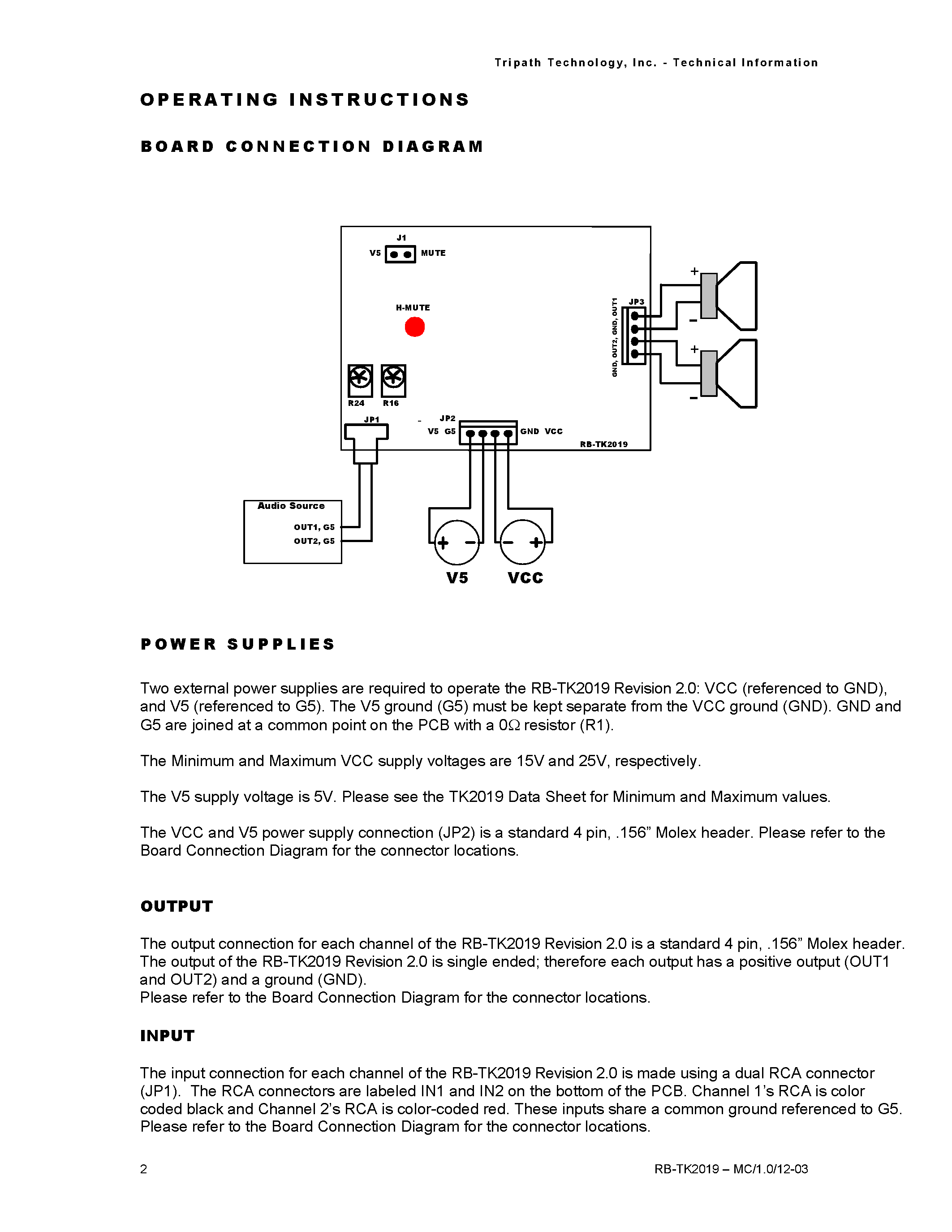 Datasheet RB-TK2019 page 2 Datasheet RB-TK2019 - 2 X 20W CLASS-T DIGITAL AUDIO AMPLIFIER REFERENCE BOARD page 2