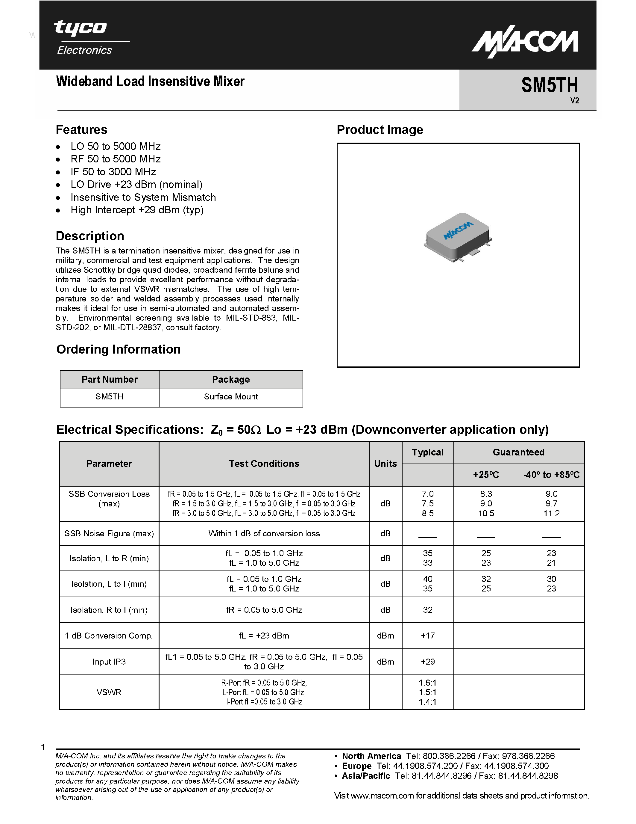Даташит на микросхему SM5TH страница 1 Даташит SM5TH - Wideband Load Insensitive Mixer страница 1