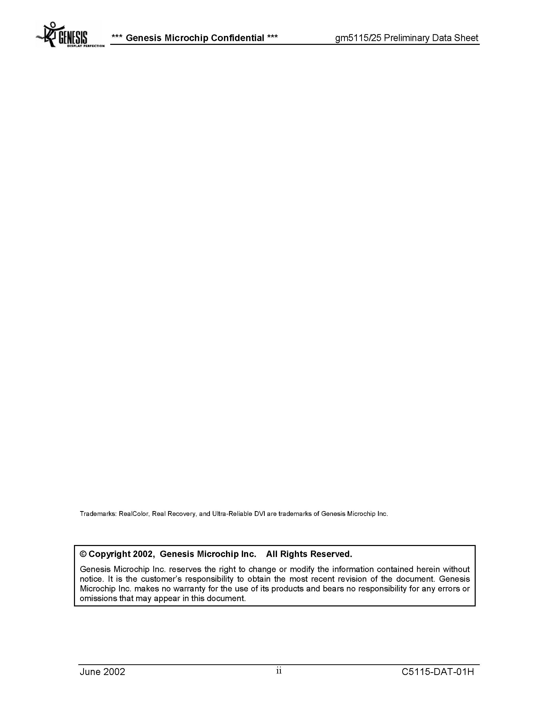 Datasheet GM5115 - (GM5115 / GM5125) ONPANEL LCD PANEL CONTROLLER page 2