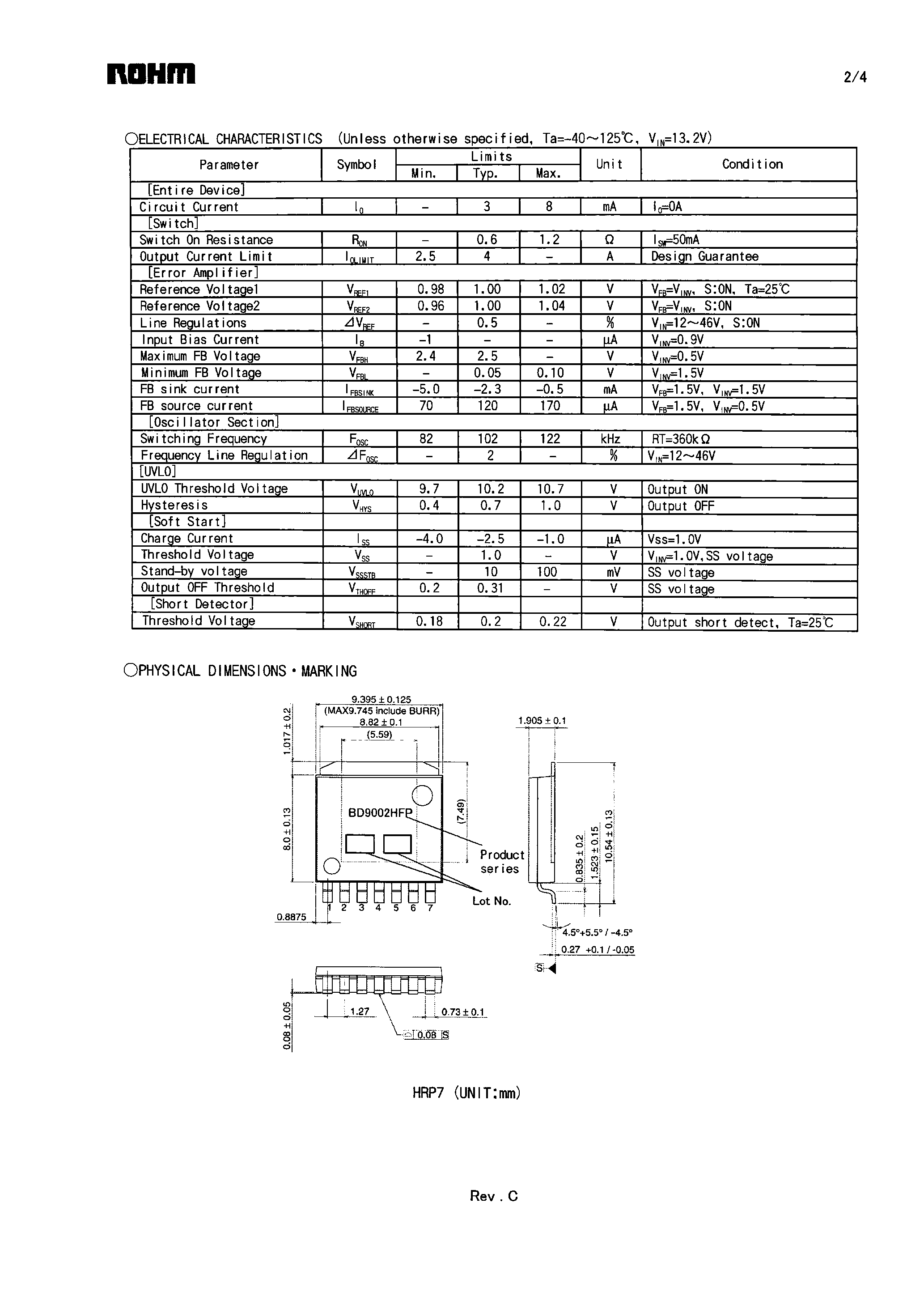 Даташит на микросхему BD9002HFP страница 2 Даташит BD9002HFP - Flexible Step-Down Switching Regulator страница 2