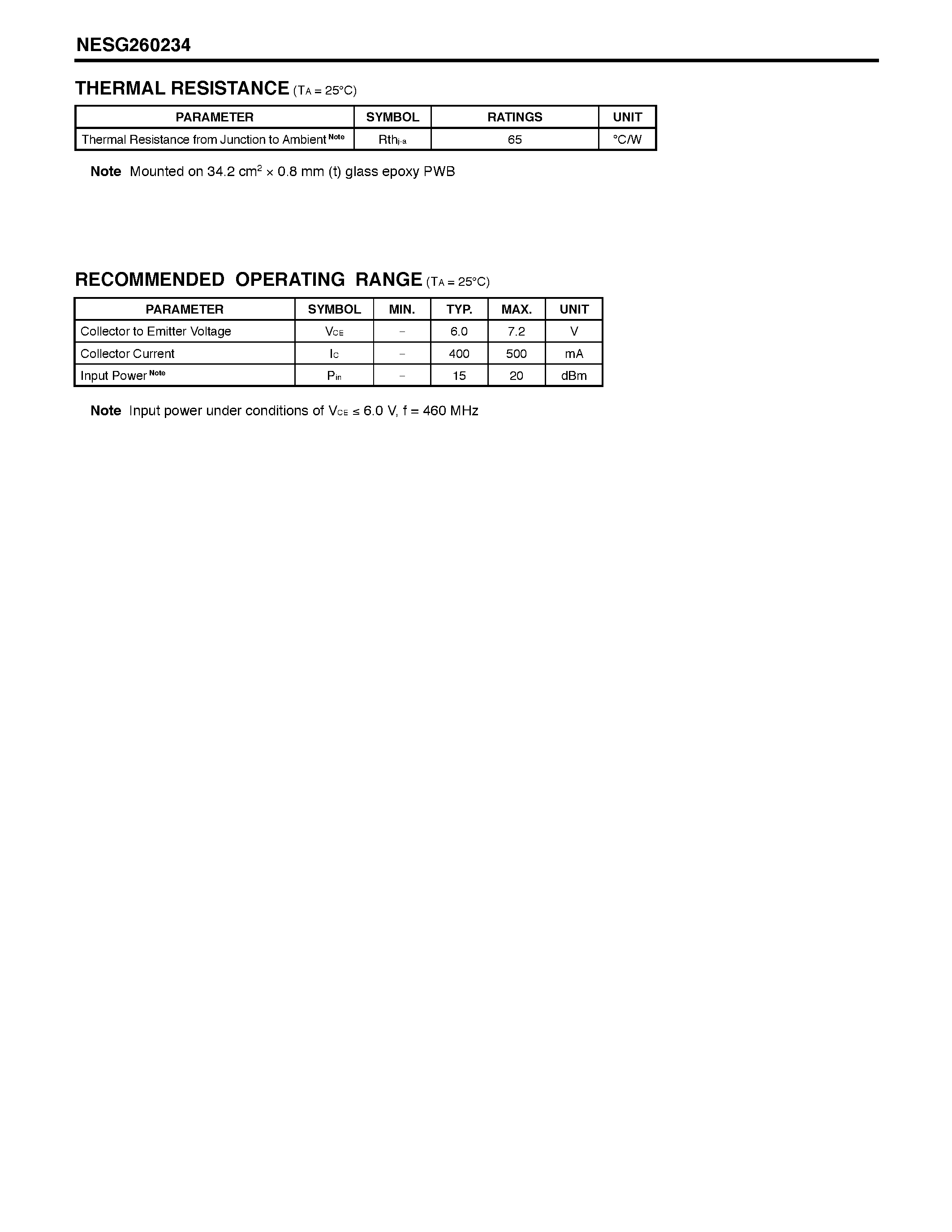 Datasheet NESG260234 - 3-PIN POWER MINIMOLD page 2