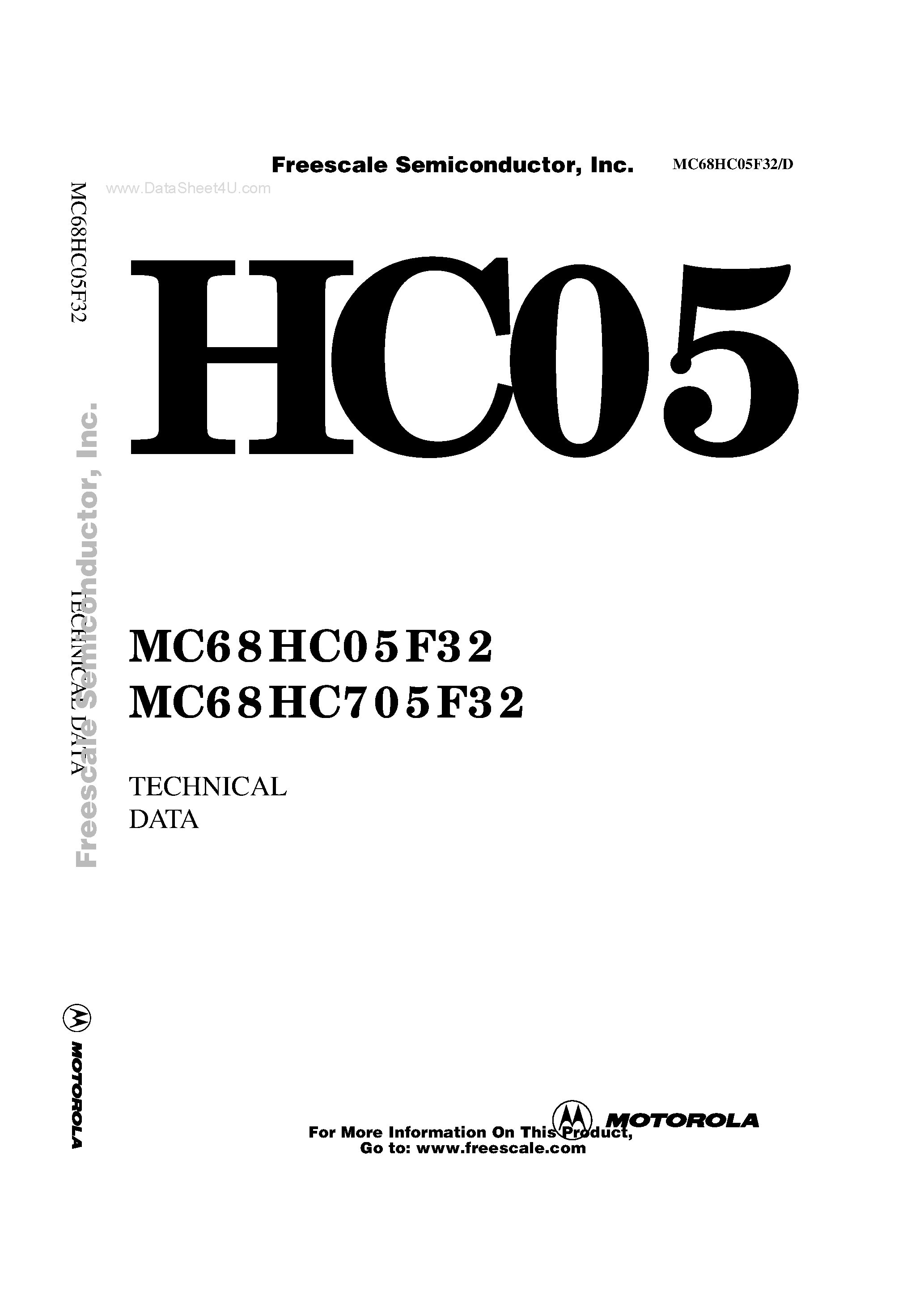 Даташит MC68HC05F32 - MCU страница 1