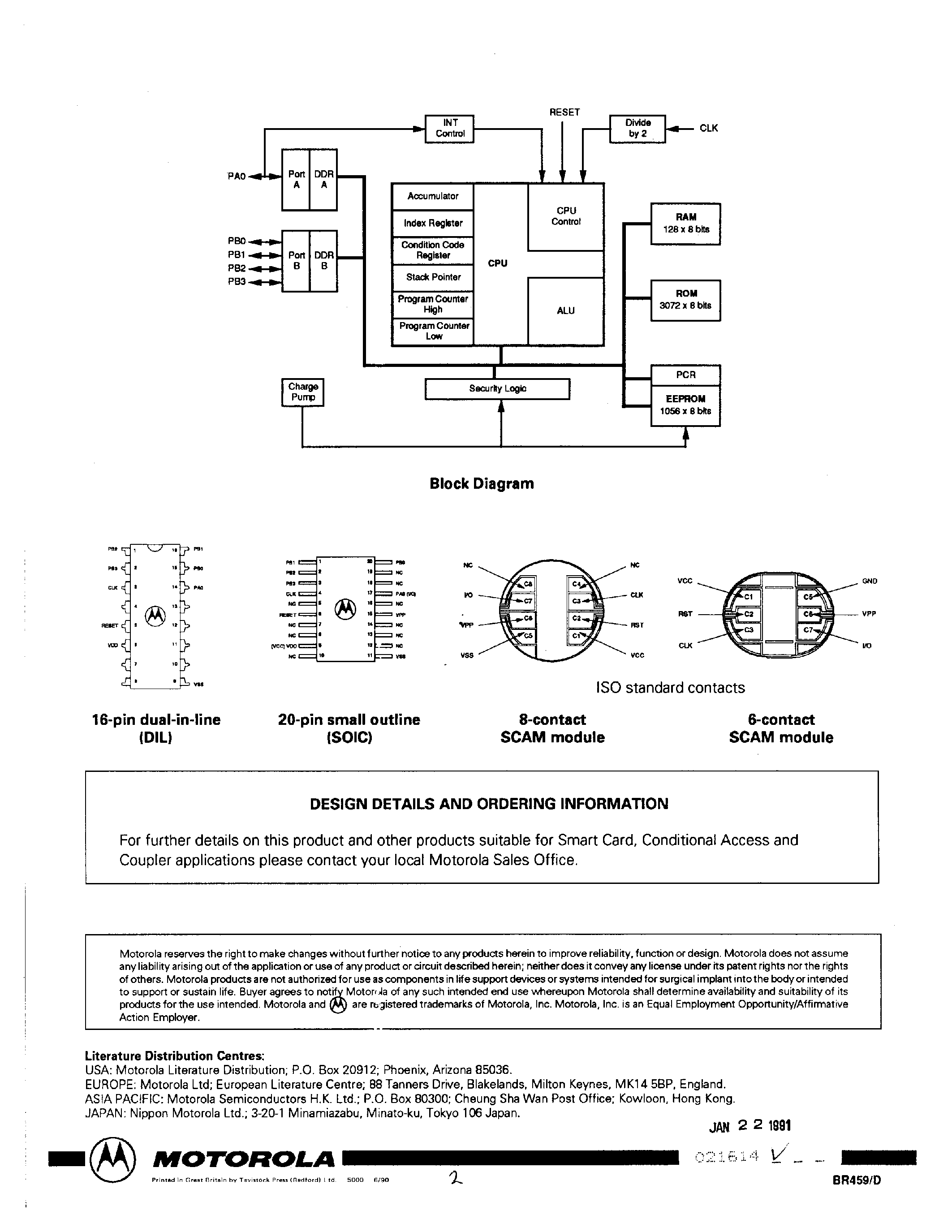 Даташит на микросхему MC68HC05SC24 страница 2 Даташит MC68HC05SC24 - Secure 8-bit microcomputer страница 2
