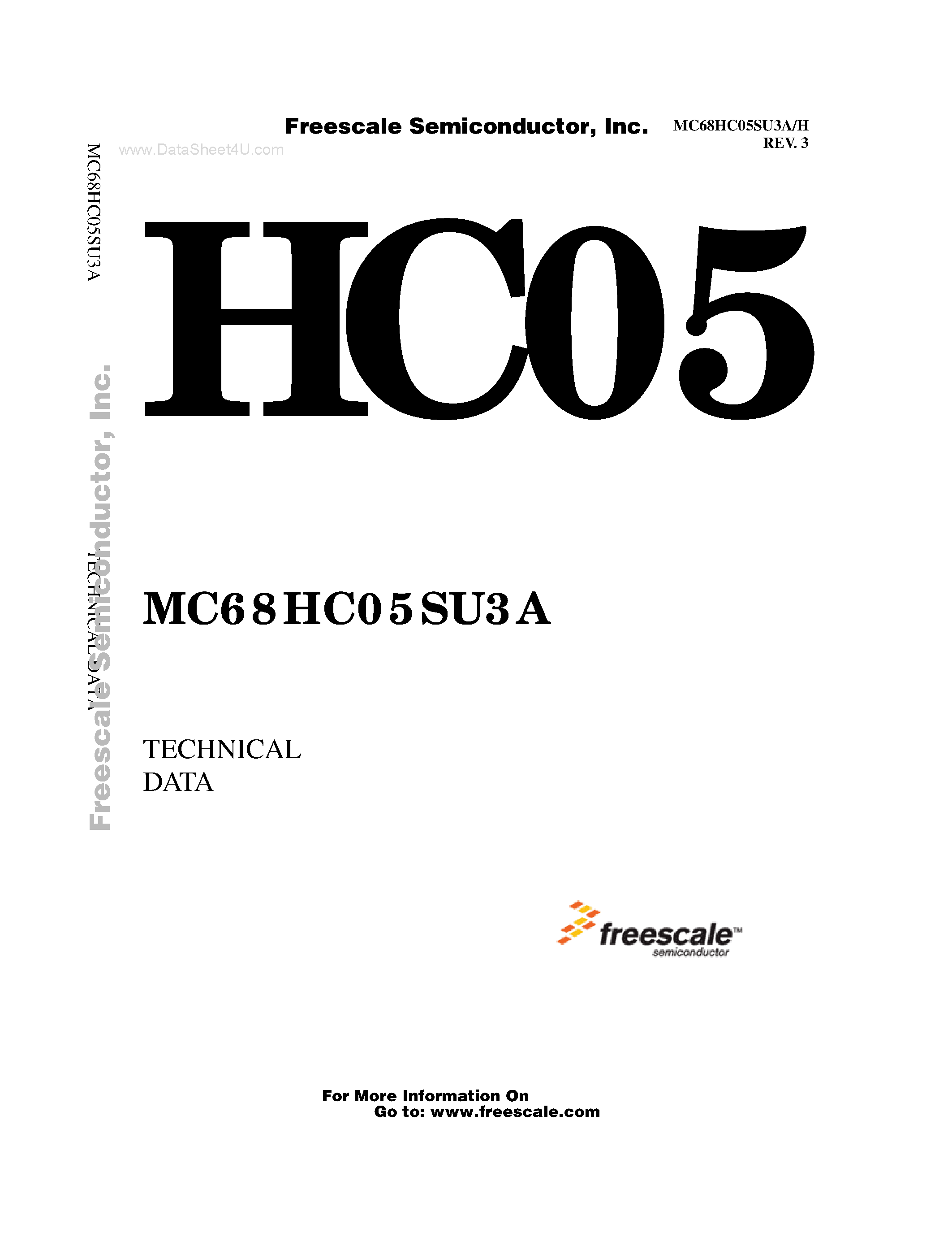 Даташит на микросхему MC68HC05SU3A страница 1 Даташит MC68HC05SU3A - Fully static chip design featuring the industry standard 8-bit M68HC05 core страница 1