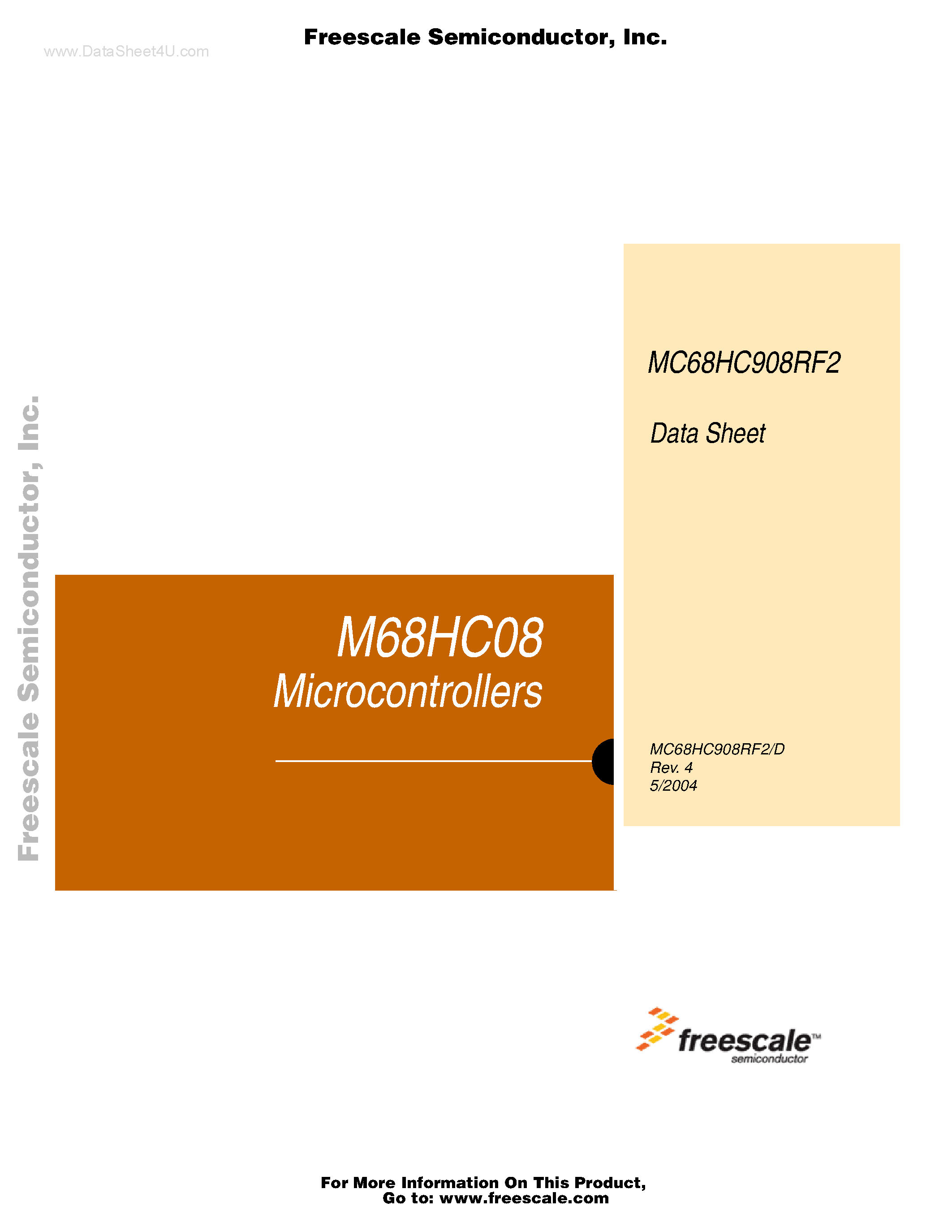 Даташит на микросхему MC68HC908RF2 страница 1 Даташит MC68HC908RF2 - Microcontrollers страница 1