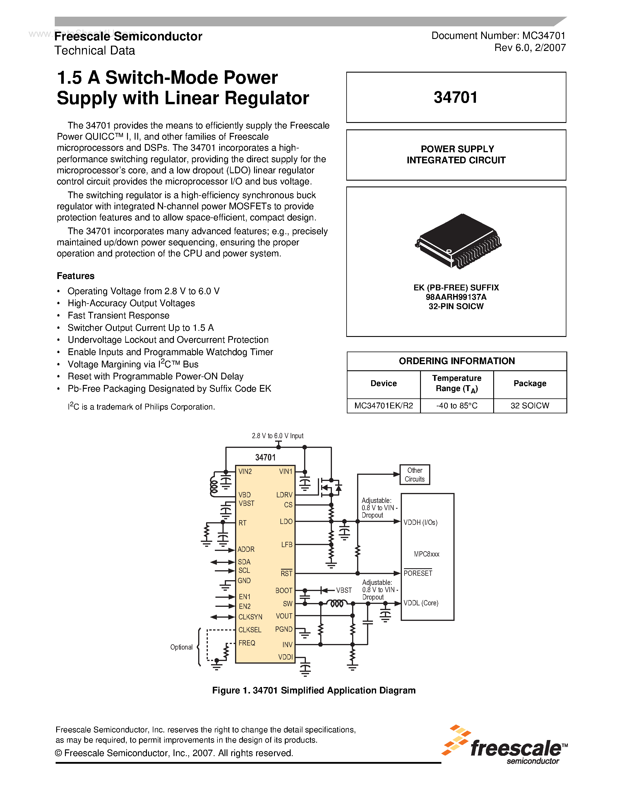 Даташит 34701 - Switch-Mode Power Supply страница 1
