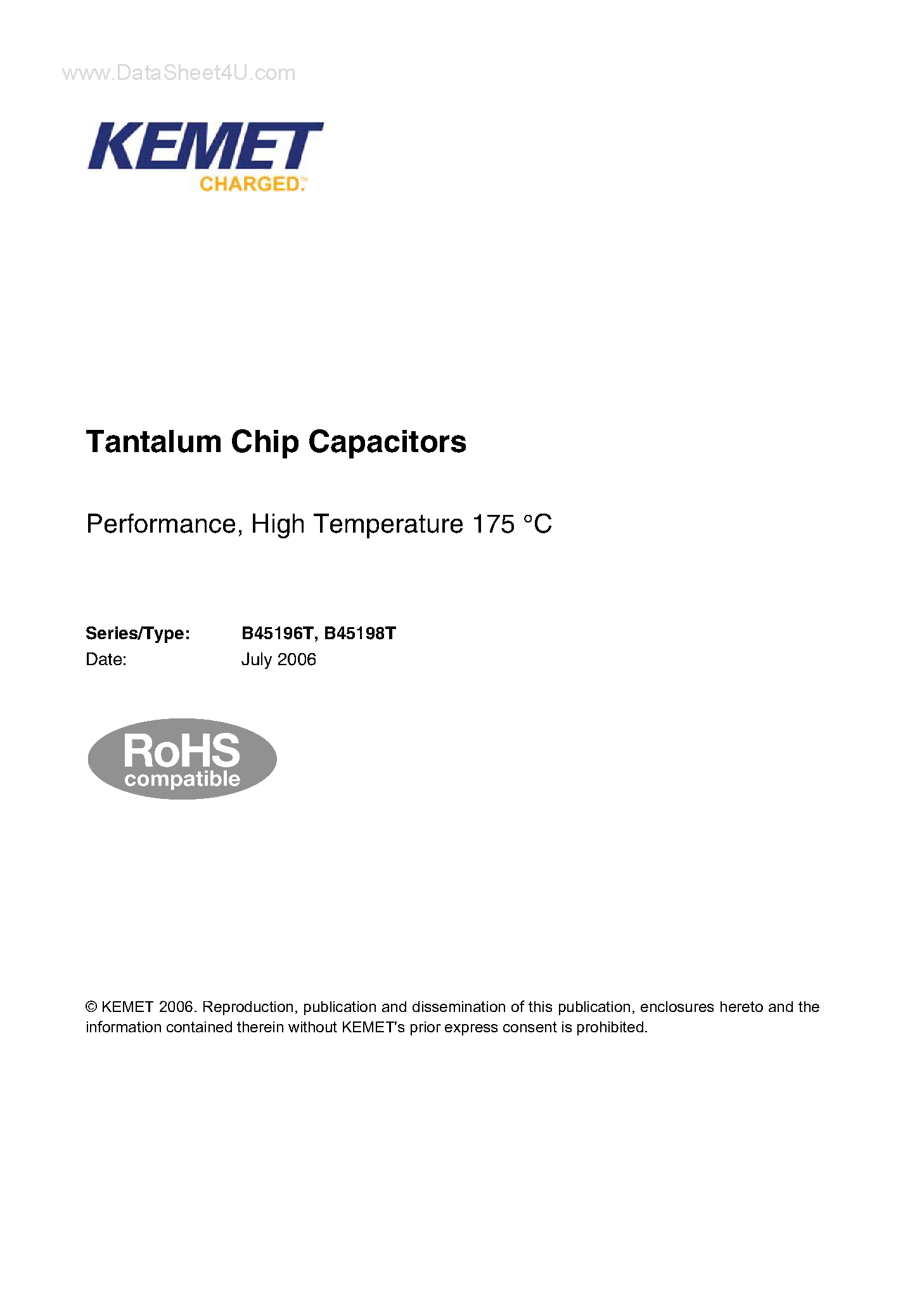 Datasheet B45196T - (B45196T / B45198T) Tantalum chip capacitors page 1