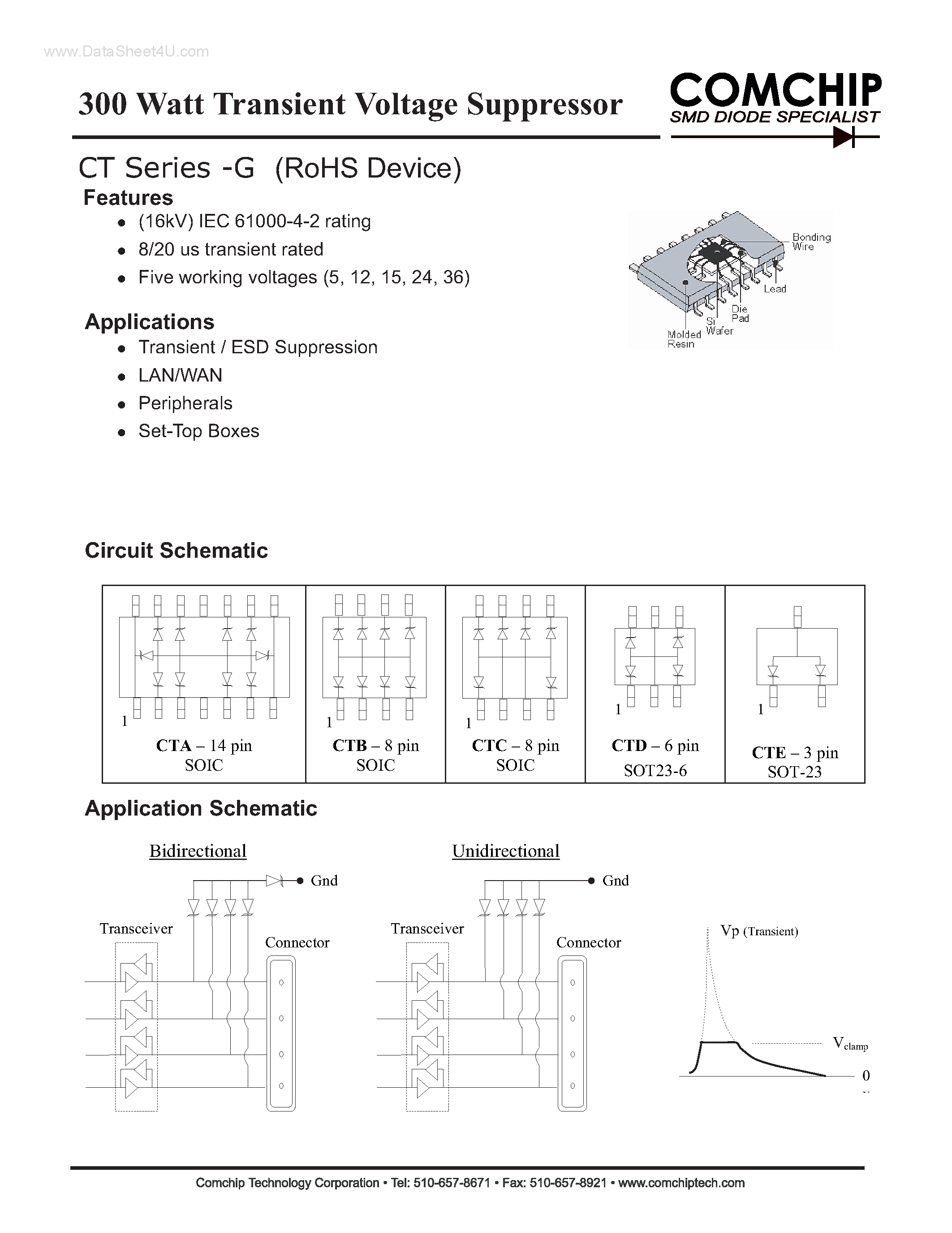Даташит CTAN14xxV-G - Transient Voltage Suppressor страница 1