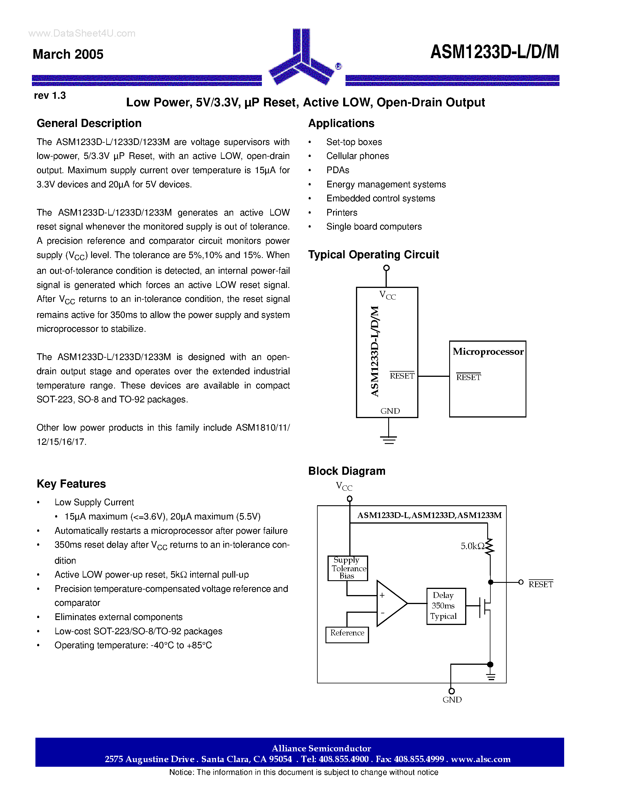 Datasheet ASM1233D-D - Open-Drain Output page 1