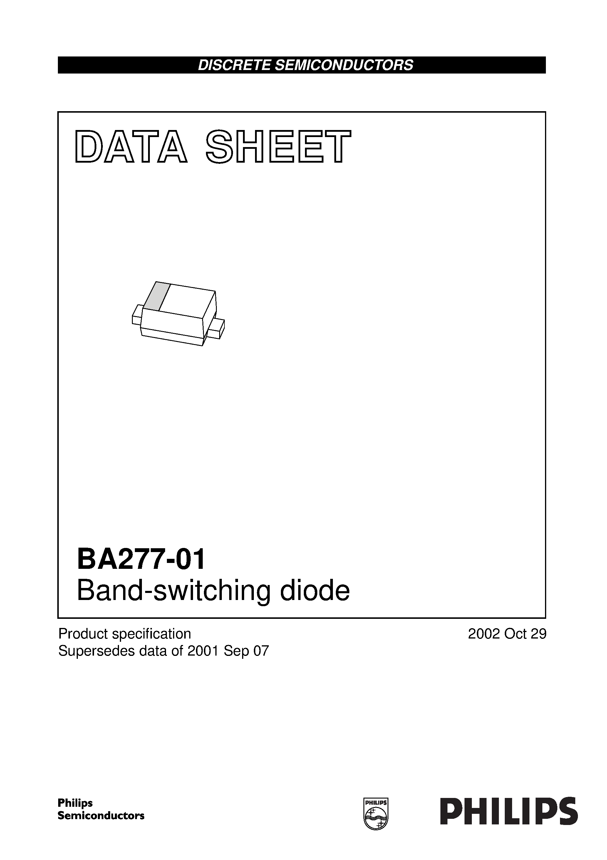 Даташит на микросхему BA277-01 страница 1 Даташит BA277-01 - Band-switching diode страница 1