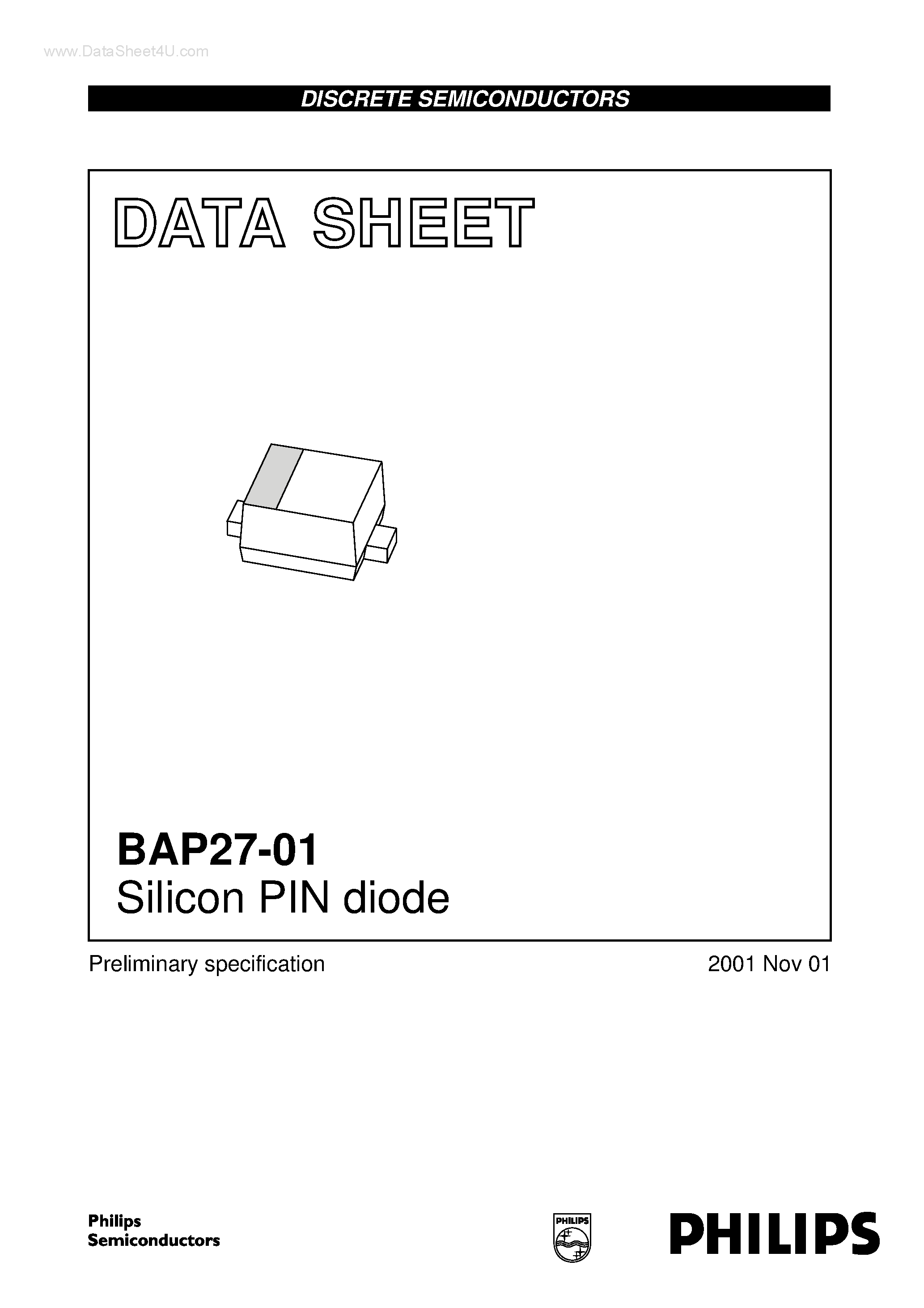 Datasheet BAP27-01 page 1 Datasheet BAP27-01 - Silicon PIN diode page 1