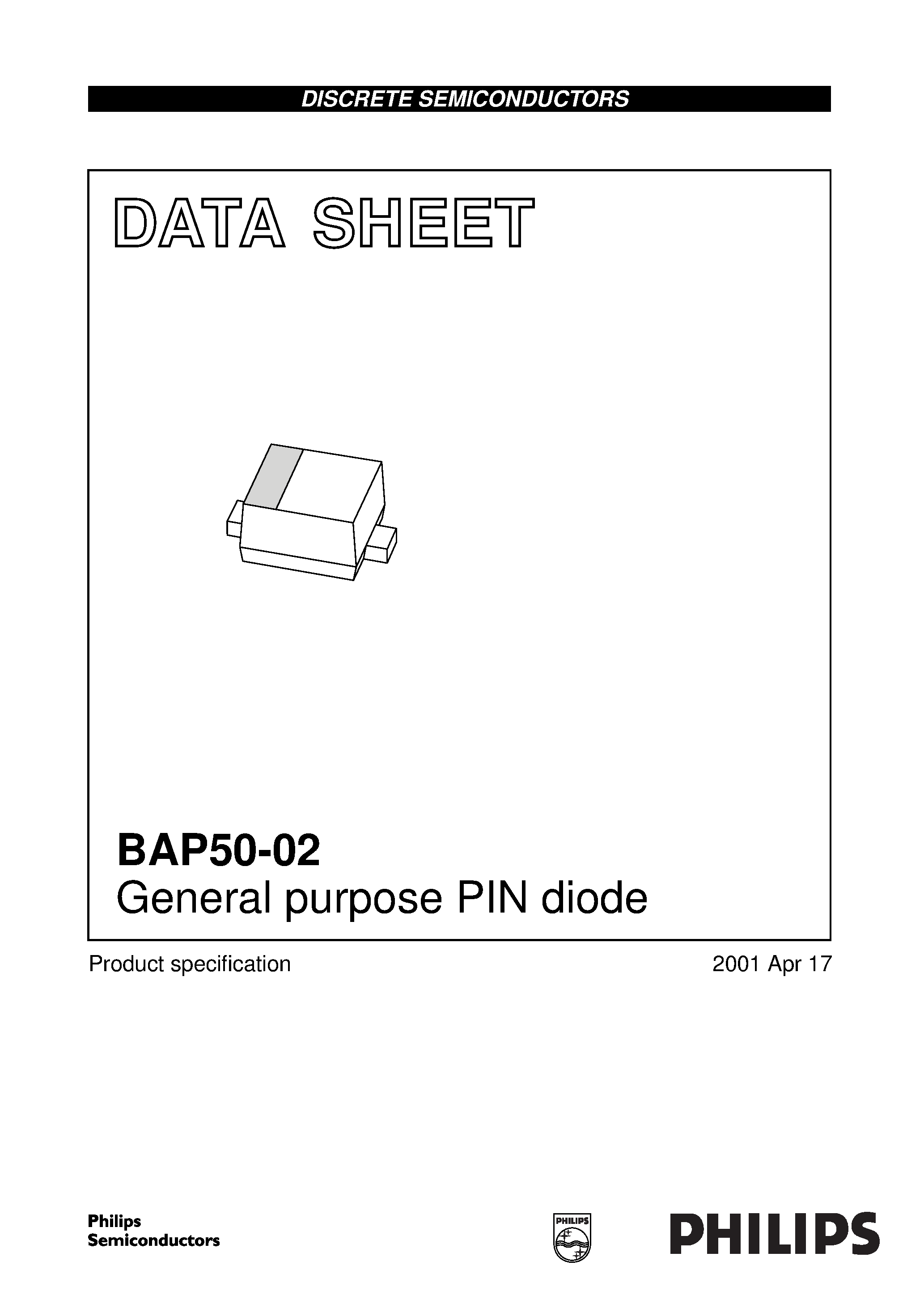 Datasheet BAP50-02 page 1 Datasheet BAP50-02 - General purpose PIN diode page 1