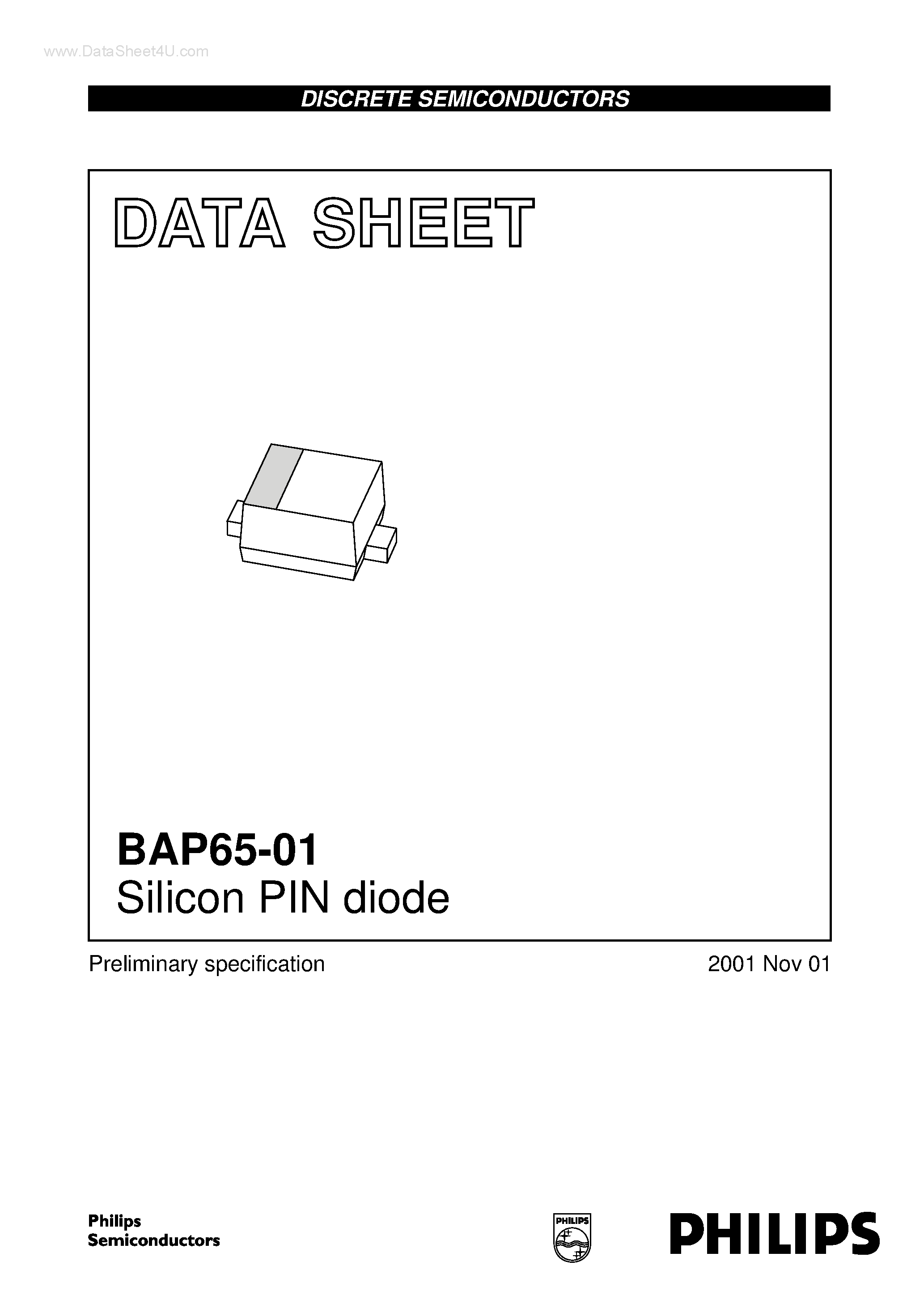 Datasheet BAP65-01 page 1 Datasheet BAP65-01 - Silicon PIN diode page 1