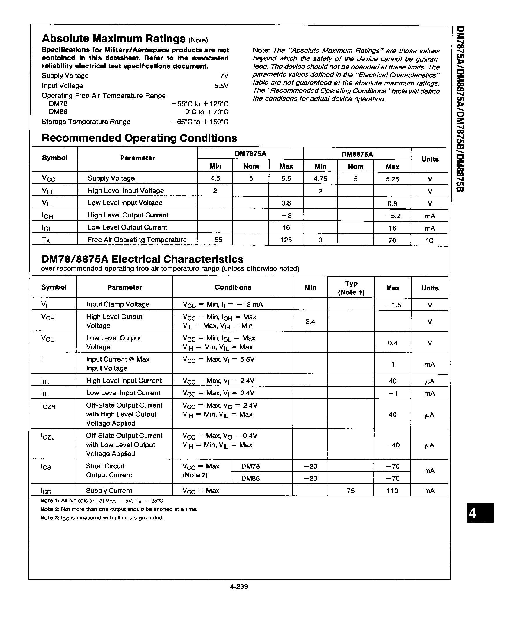 Datasheet DM7875A - TRI-STATE 4-Bit Parallel Binary Multipliers page 2