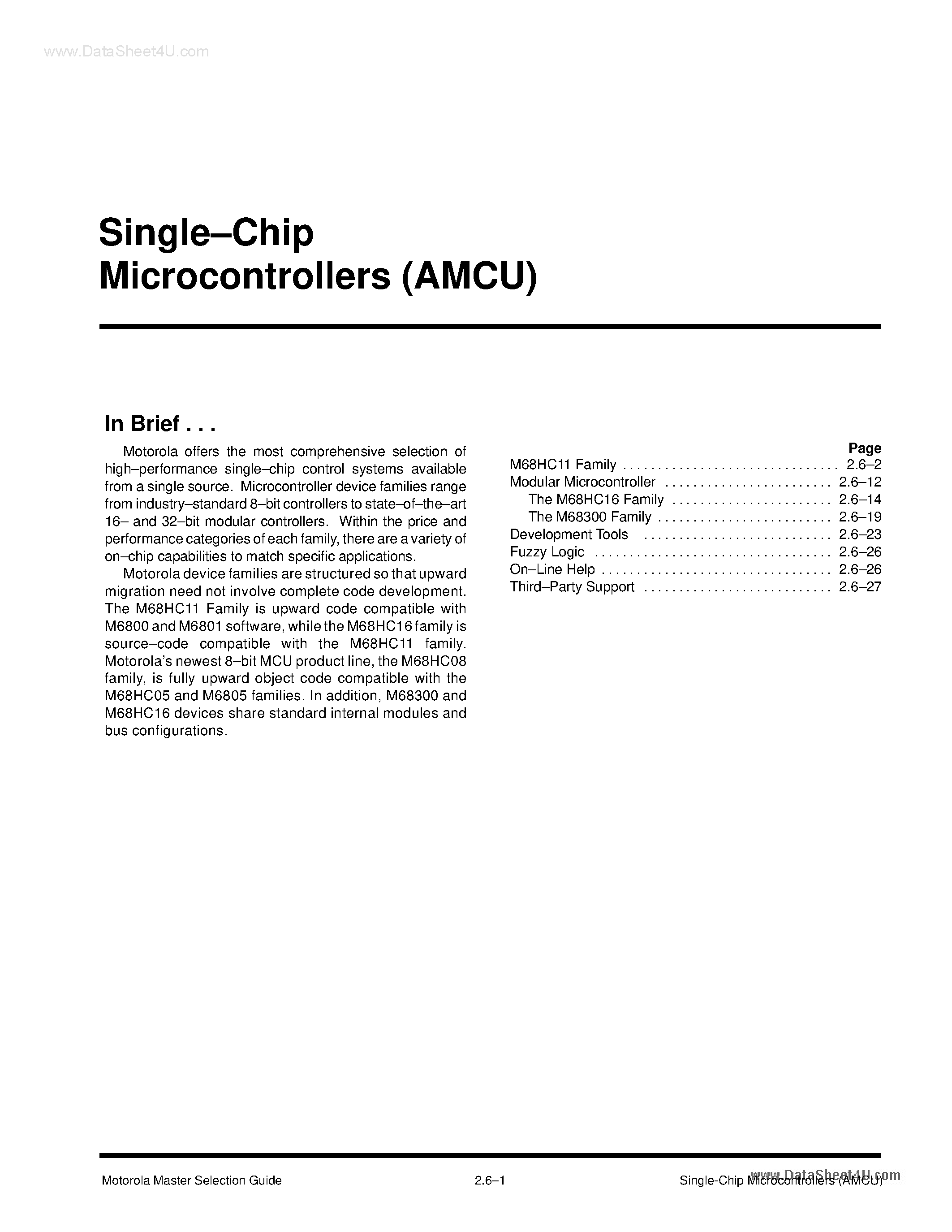 Даташит MC68HC27 - Single-Chip Microcontrollers страница 1