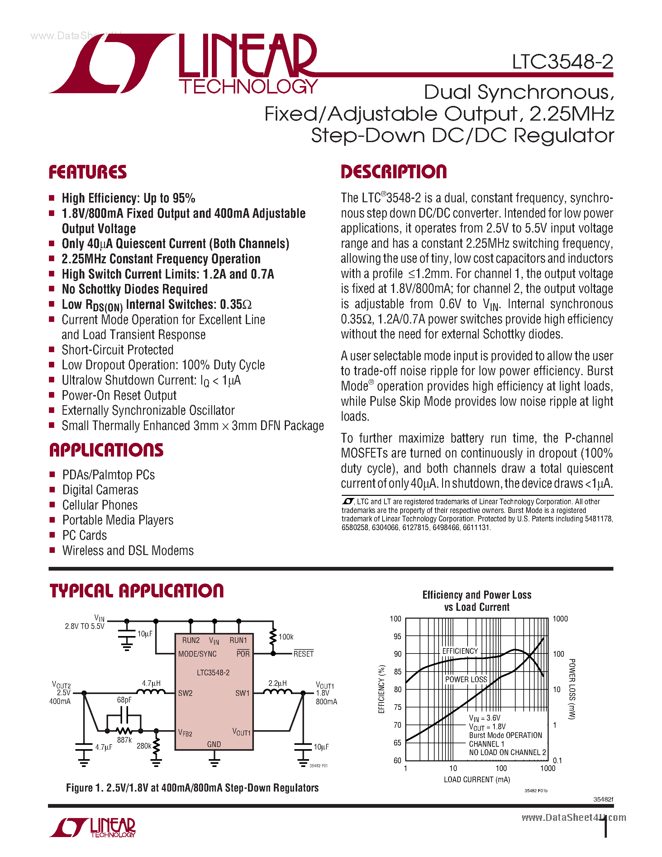 Datasheet LTC3548-2 - Step-Down DC/DC Regulator page 1